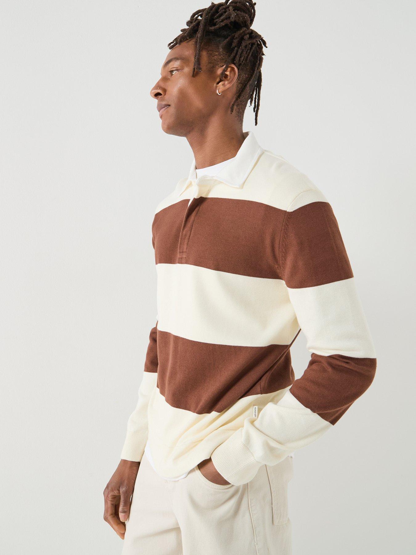 Image 6 of 6 of GANT Barstripe Rugger Ruby Long Sleeve Polo Shirt - White