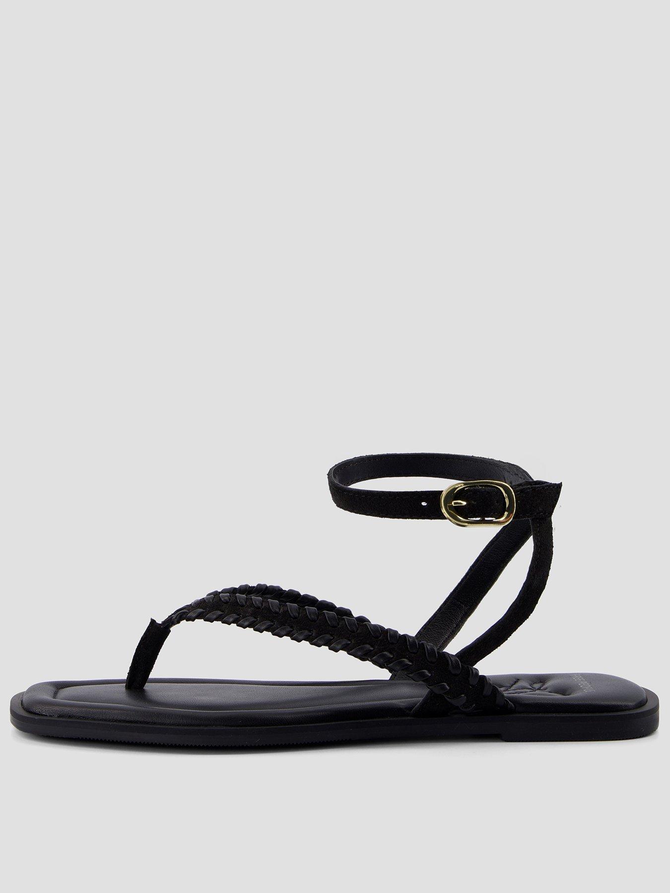 FREE PEOPLE Waverly Whipstitch Thong Sandals - Black
