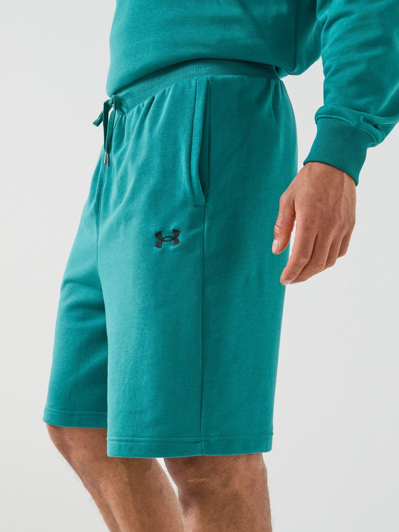 under-armour-mens-training-rival-terry-shorts-greenoutfit