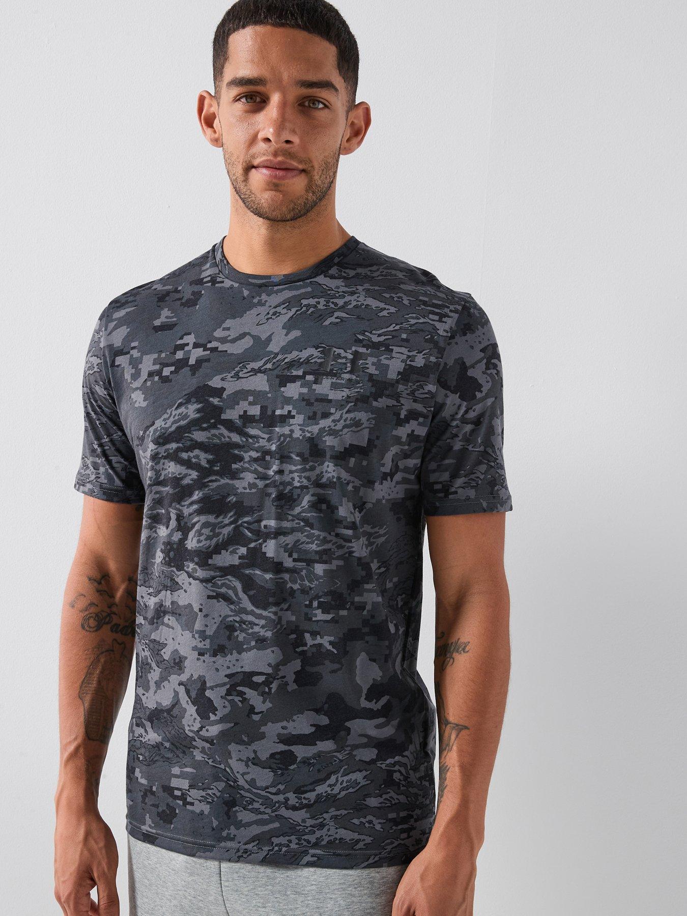 UNDER ARMOUR Mens Training Big Logo Short Sleeve T-shirt - Grey