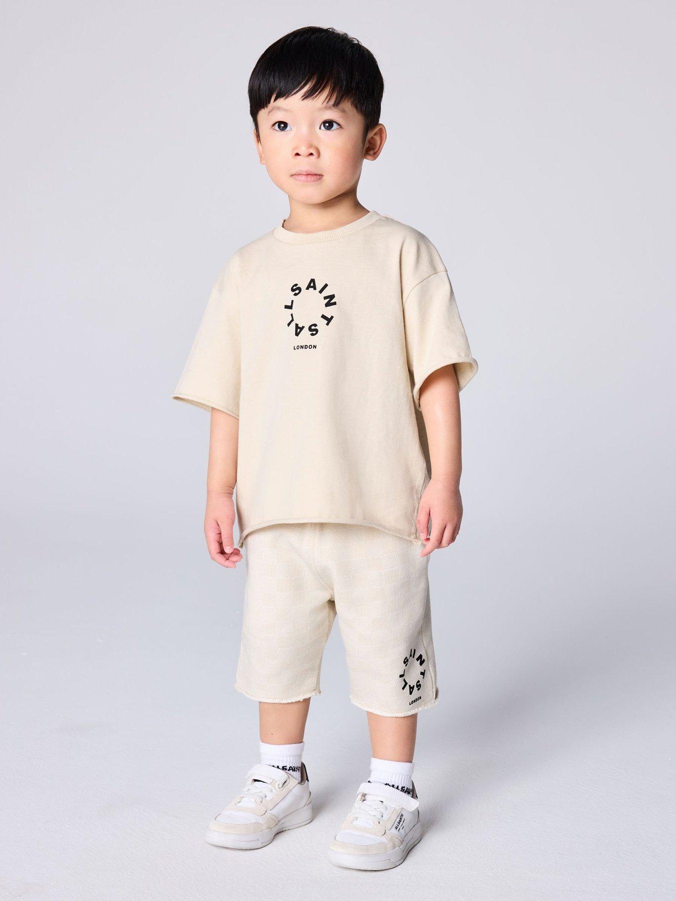 smALLSAINTS Boys Tierra Logo Back Print T-Shirt Set - Beige
