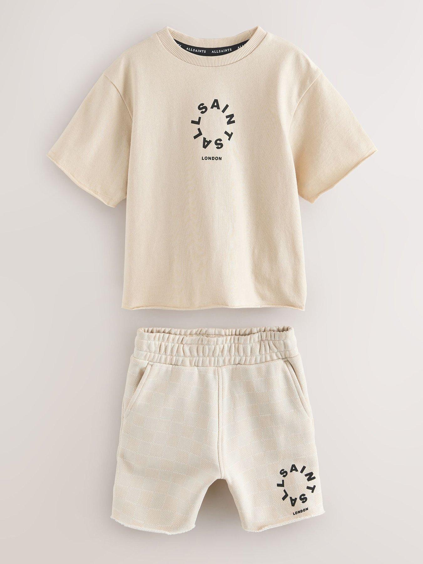 smALLSAINTS Boys Tierra Logo Back Print T-Shirt Set - Beige
