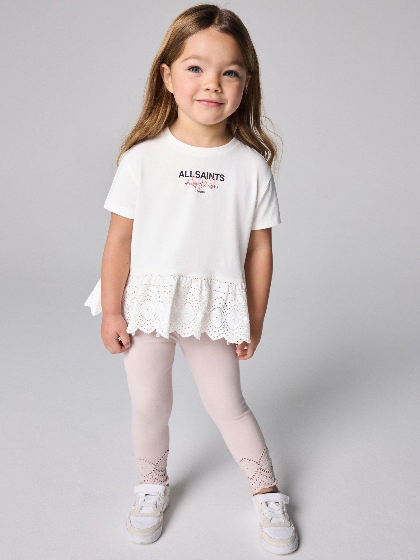 smALLSAINTS Younger Girls Logo Frill T-Shirt and Legging Set - Pink