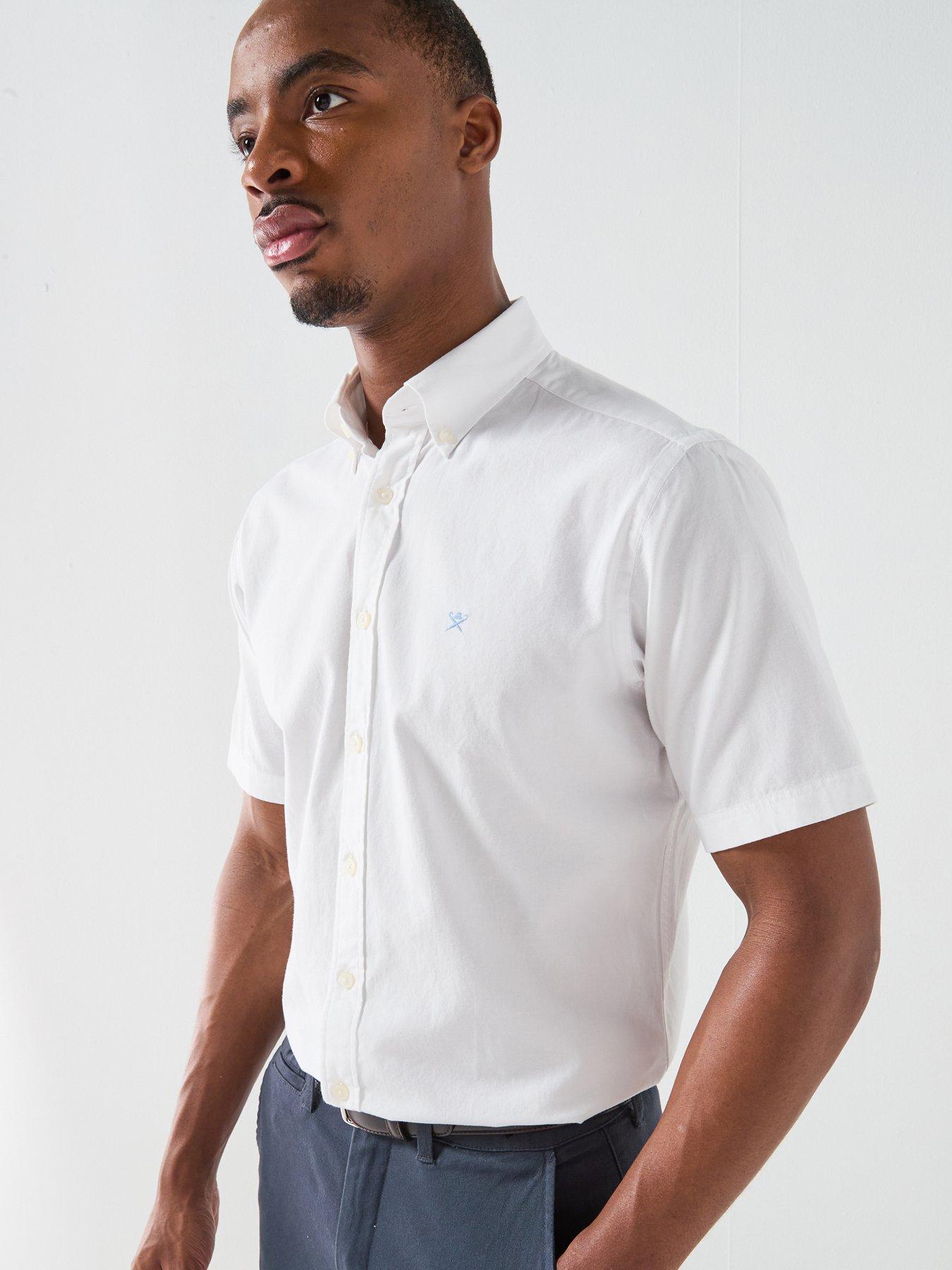 Hackett Essential Garment Dyed Short Sleeve Oxford Shirt – White