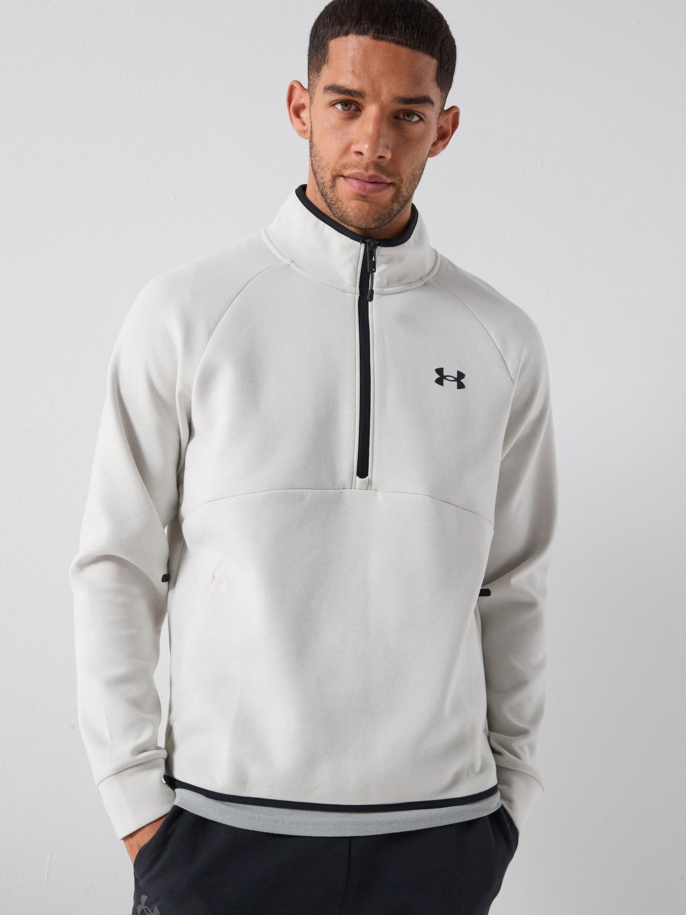 UNDER ARMOUR Mens Training Unstoppable Fleece 1/2 Zip - White