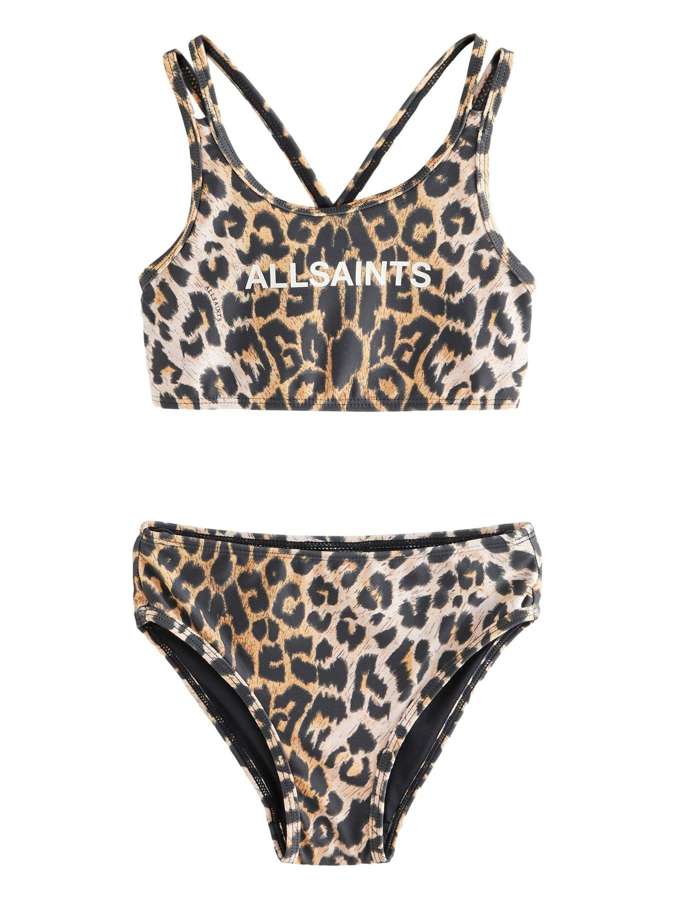 Image 1 of 4 of smALLSAINTS Older Girls Leopard Print Bikini Set - Brown