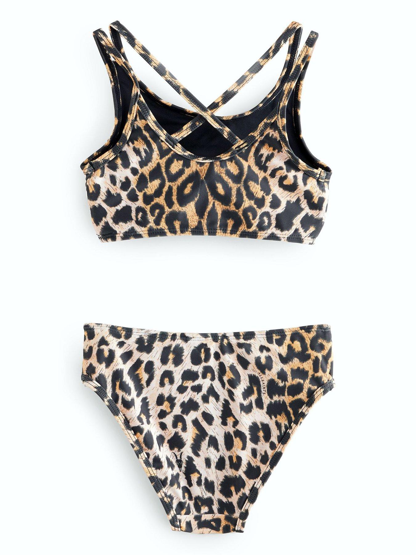 Image 2 of 4 of smALLSAINTS Older Girls Leopard Print Bikini Set - Brown