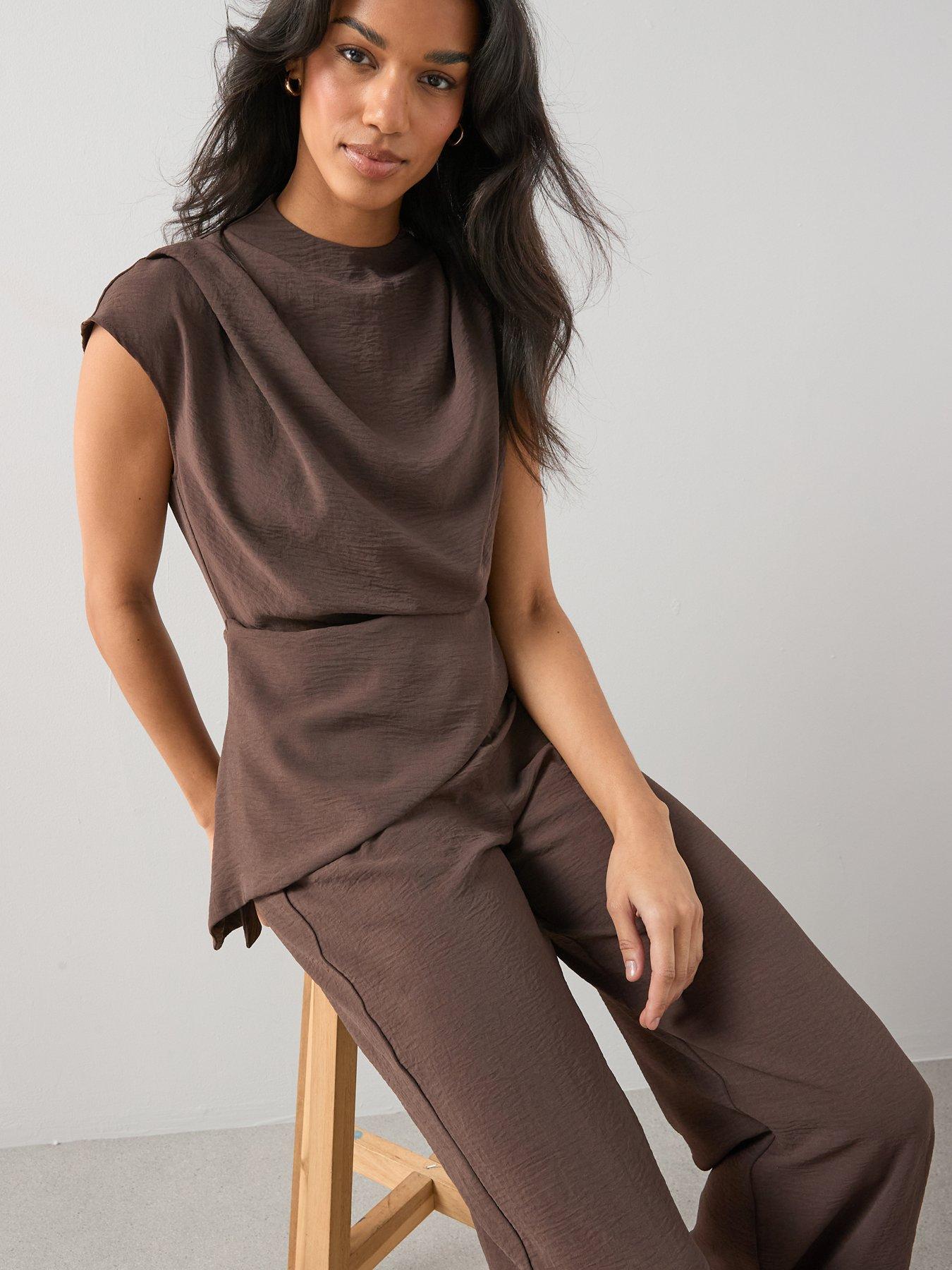 the-very-collection-drape-front-asymmetric-jumpsuit-browndetail