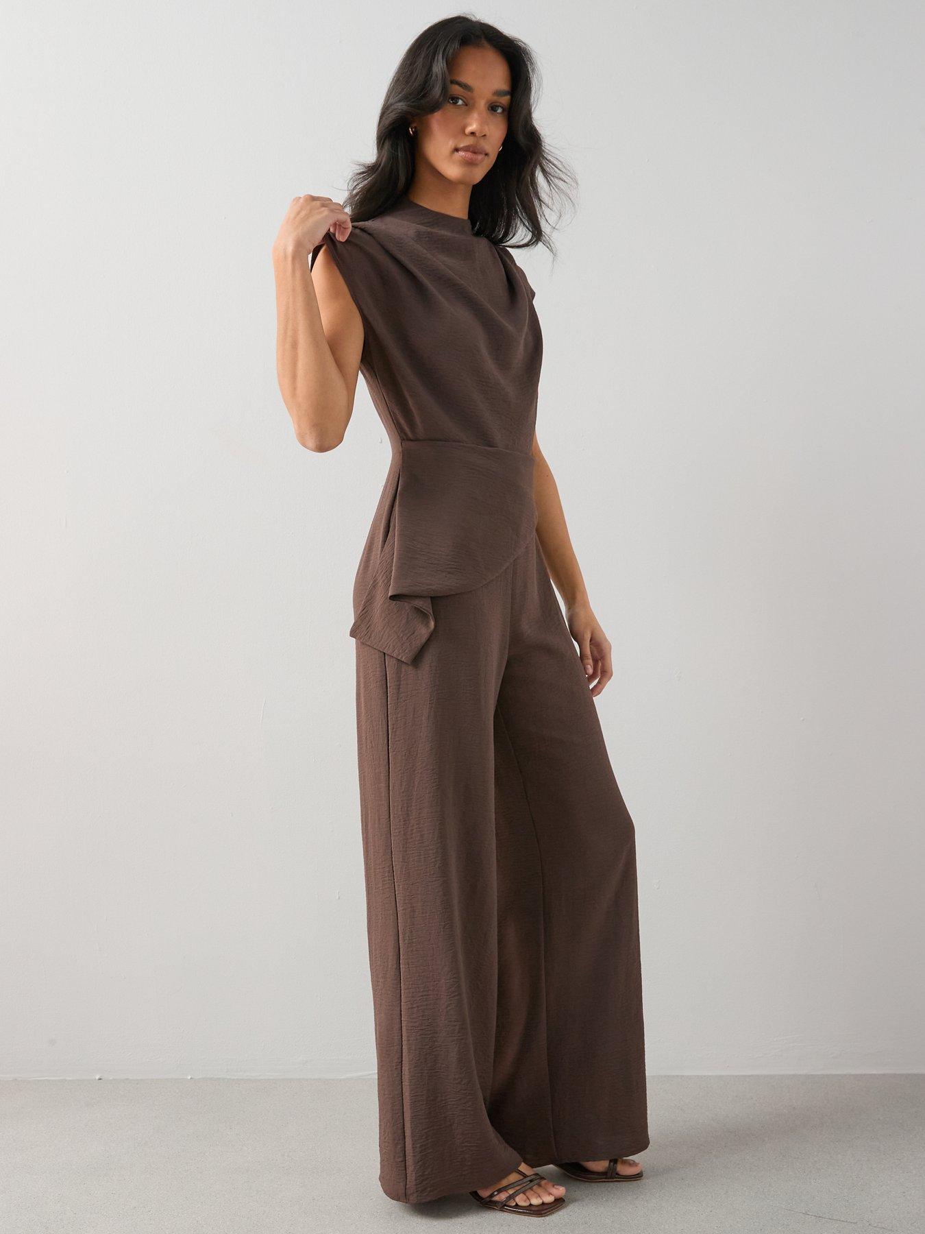 Image 6 of 6 of The Very Collection Drape Front Asymmetric Jumpsuit