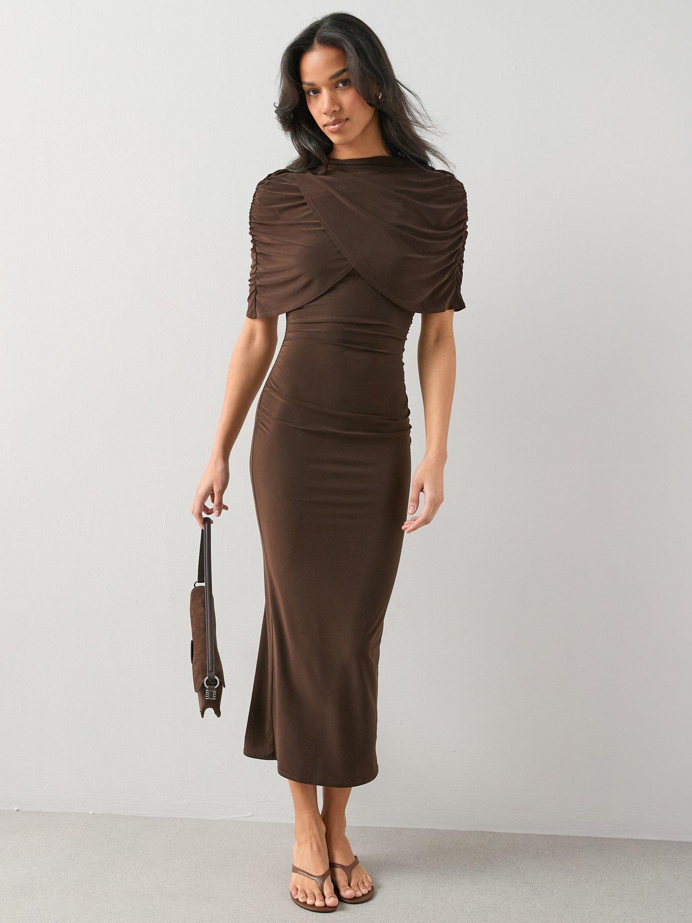 The Very Collection Cape Detail Ruched Midaxi Dres