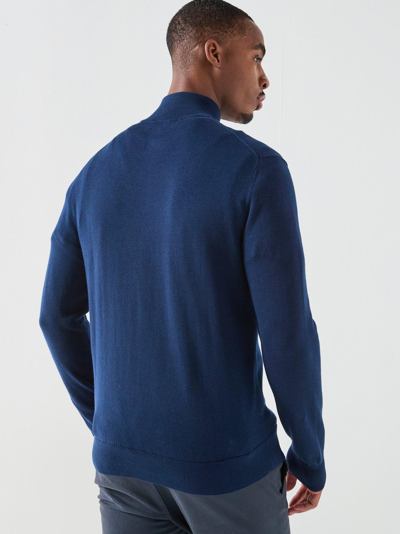 Image 2 of 4 of Hackett Hackett London Essential Cotton 1/4 Zip Knitted Jumper - Navy