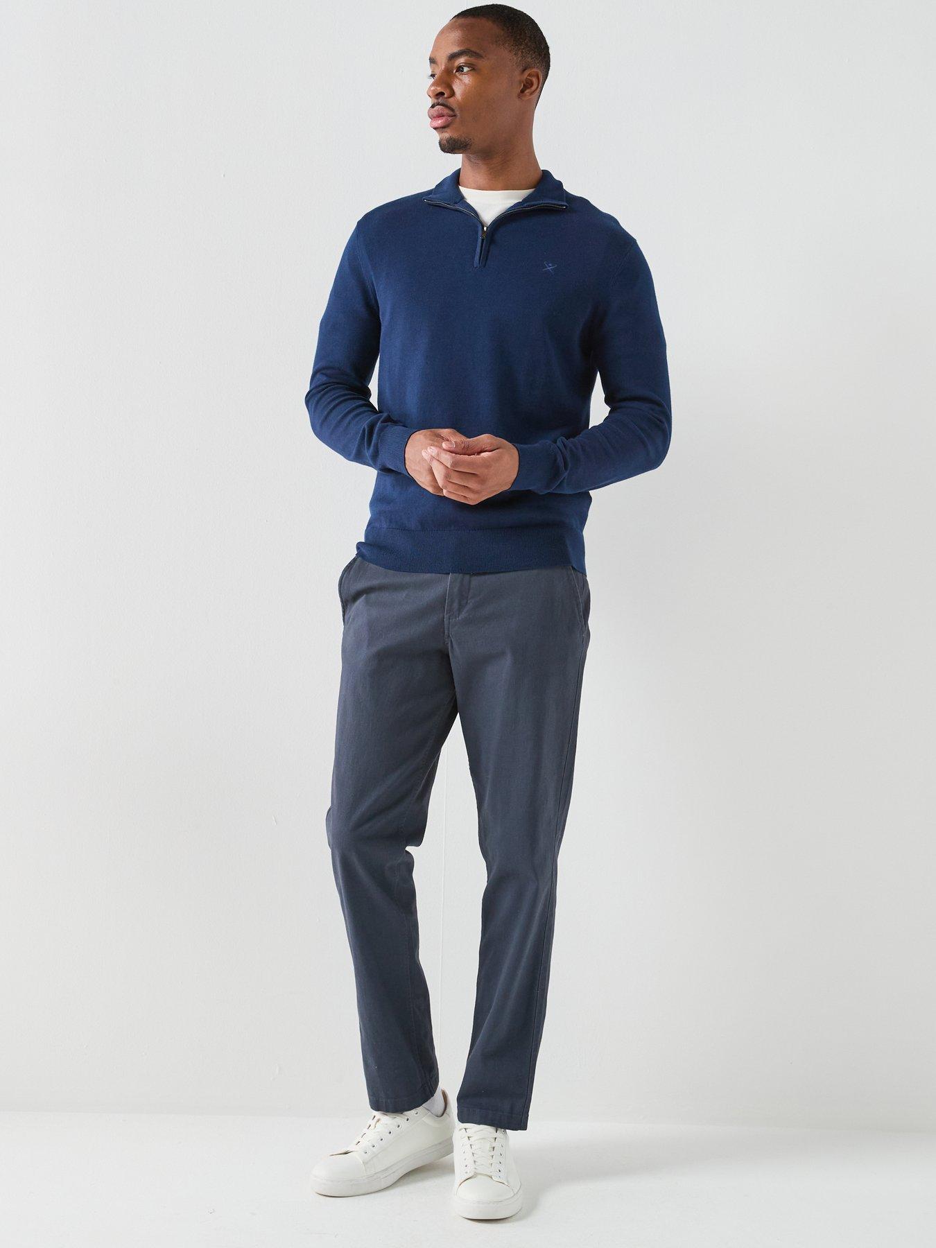 Image 3 of 4 of Hackett Hackett London Essential Cotton 1/4 Zip Knitted Jumper - Navy