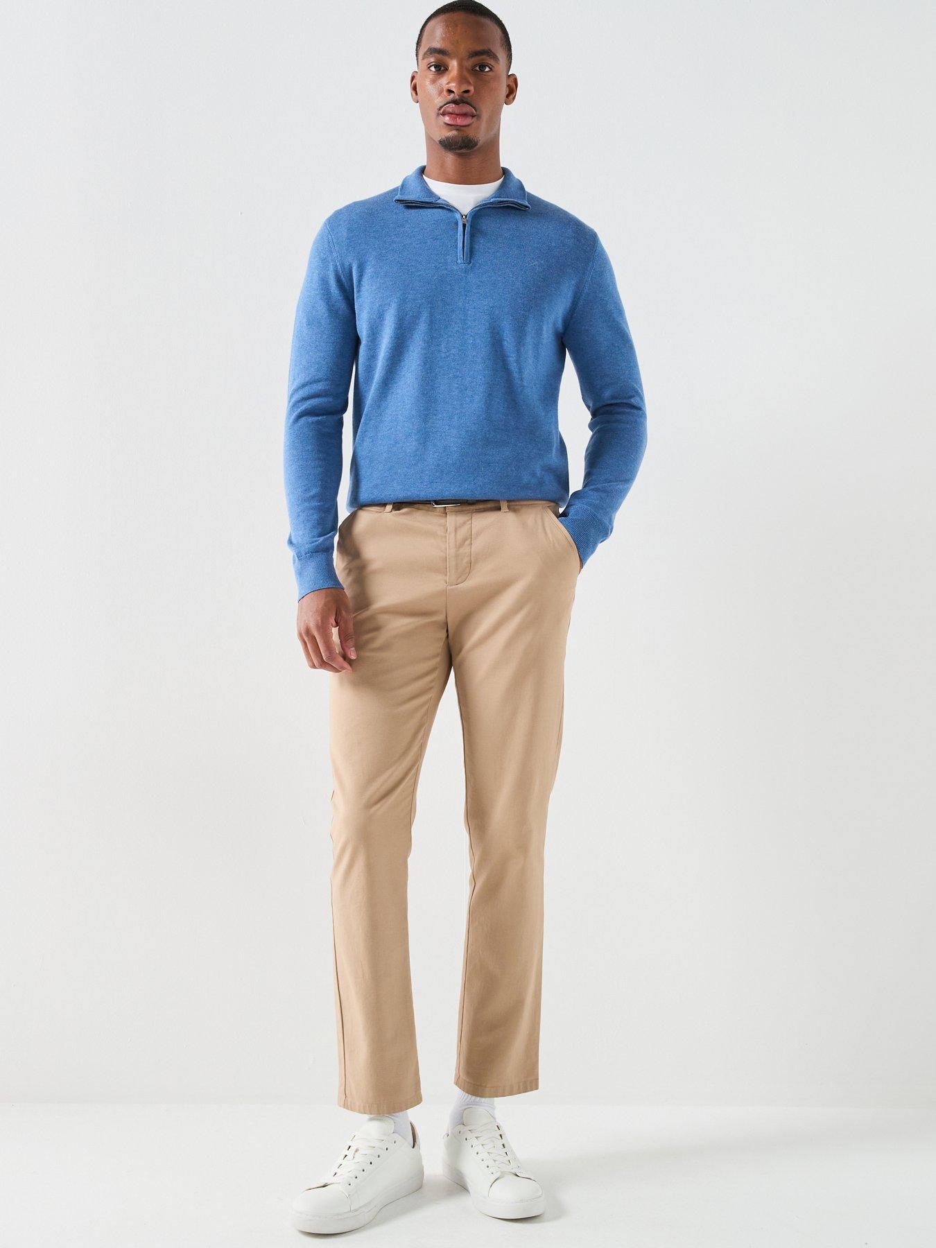 Image 3 of 6 of Hackett London Essential Cotton 1/4 Zip Knitted Jumper - Blue