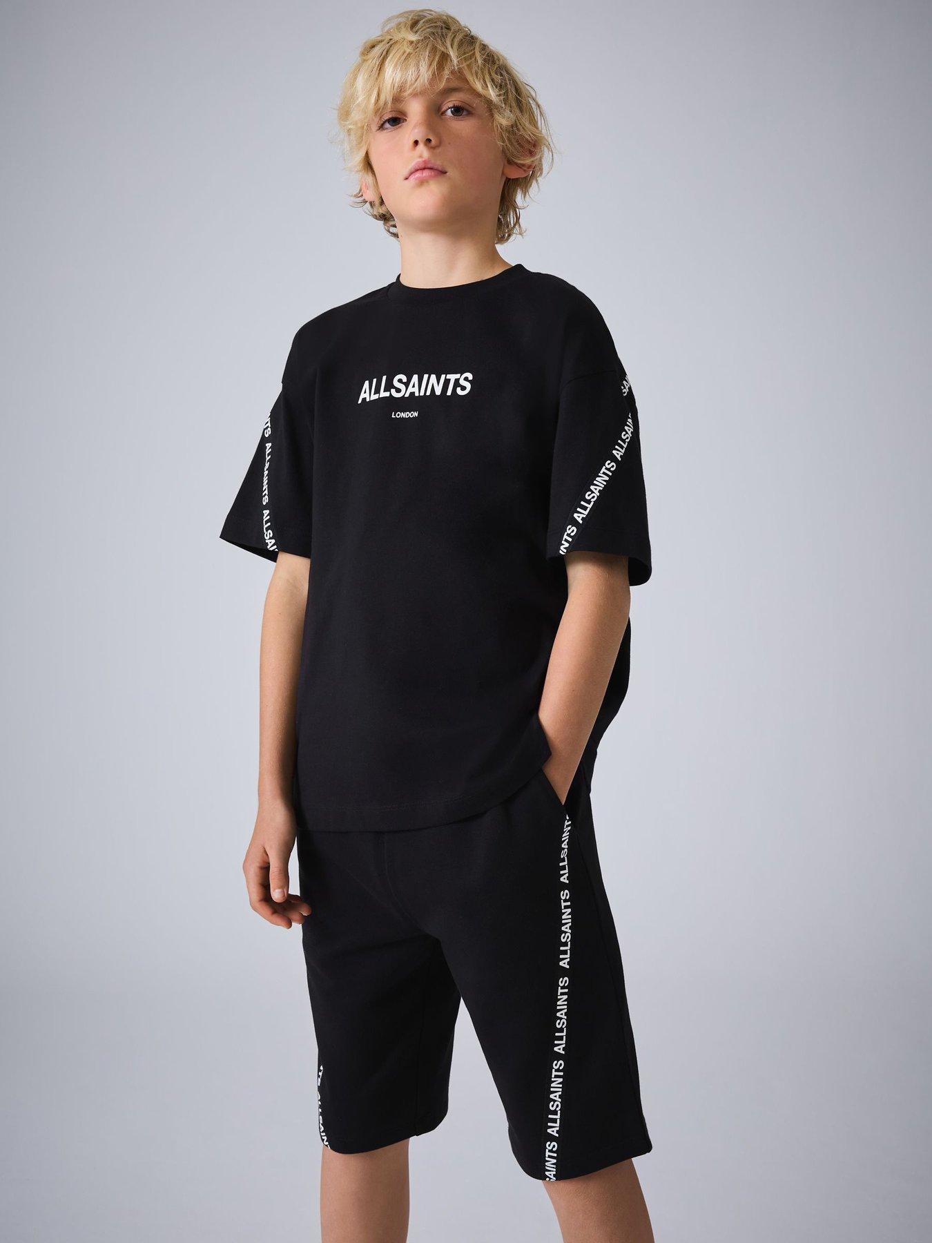 smallsaints-younger-boys-tape-logo-sweat-short-set-black