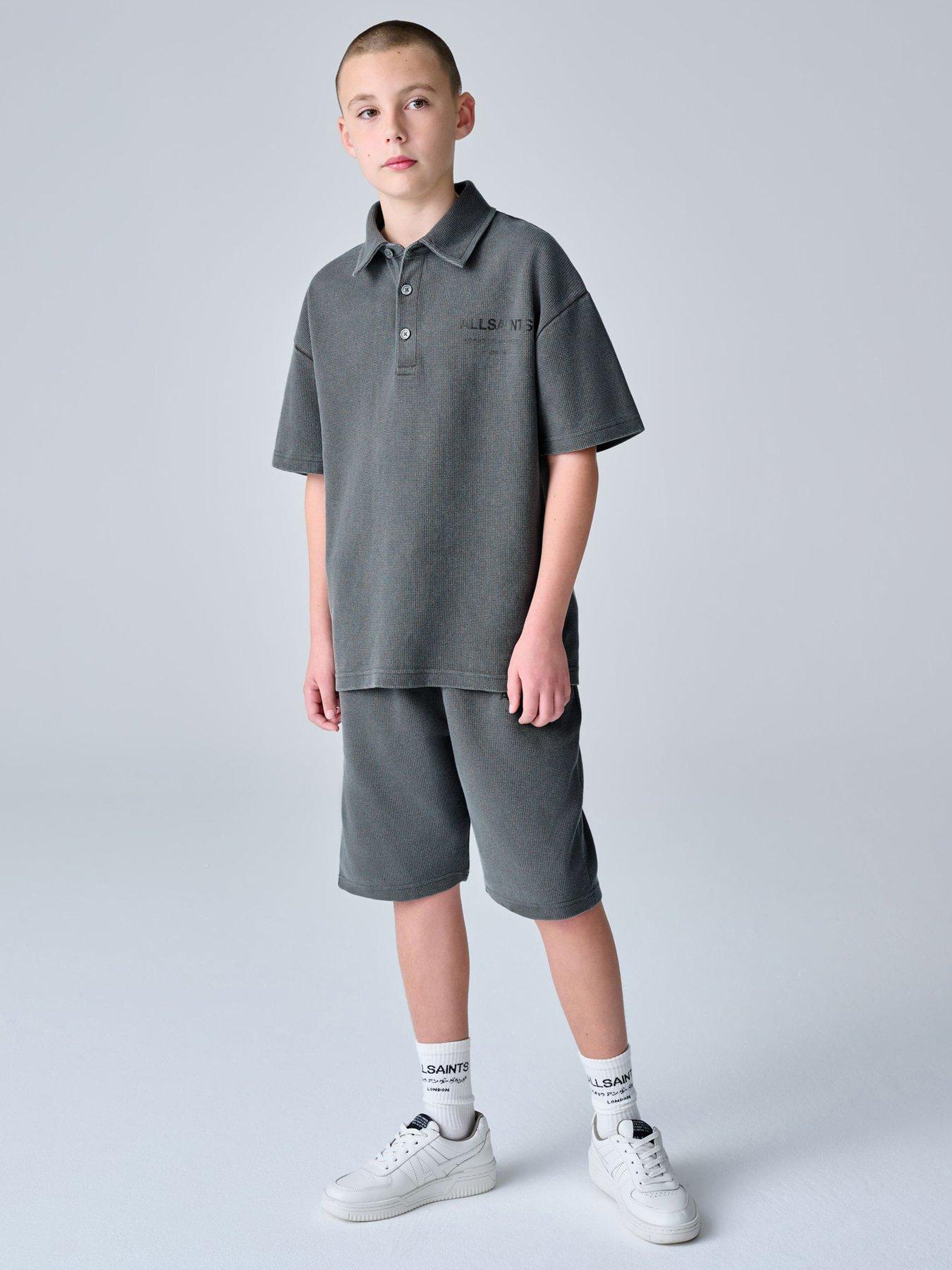 smallsaints-older-boys-polo-waffle-textured-set-grey
