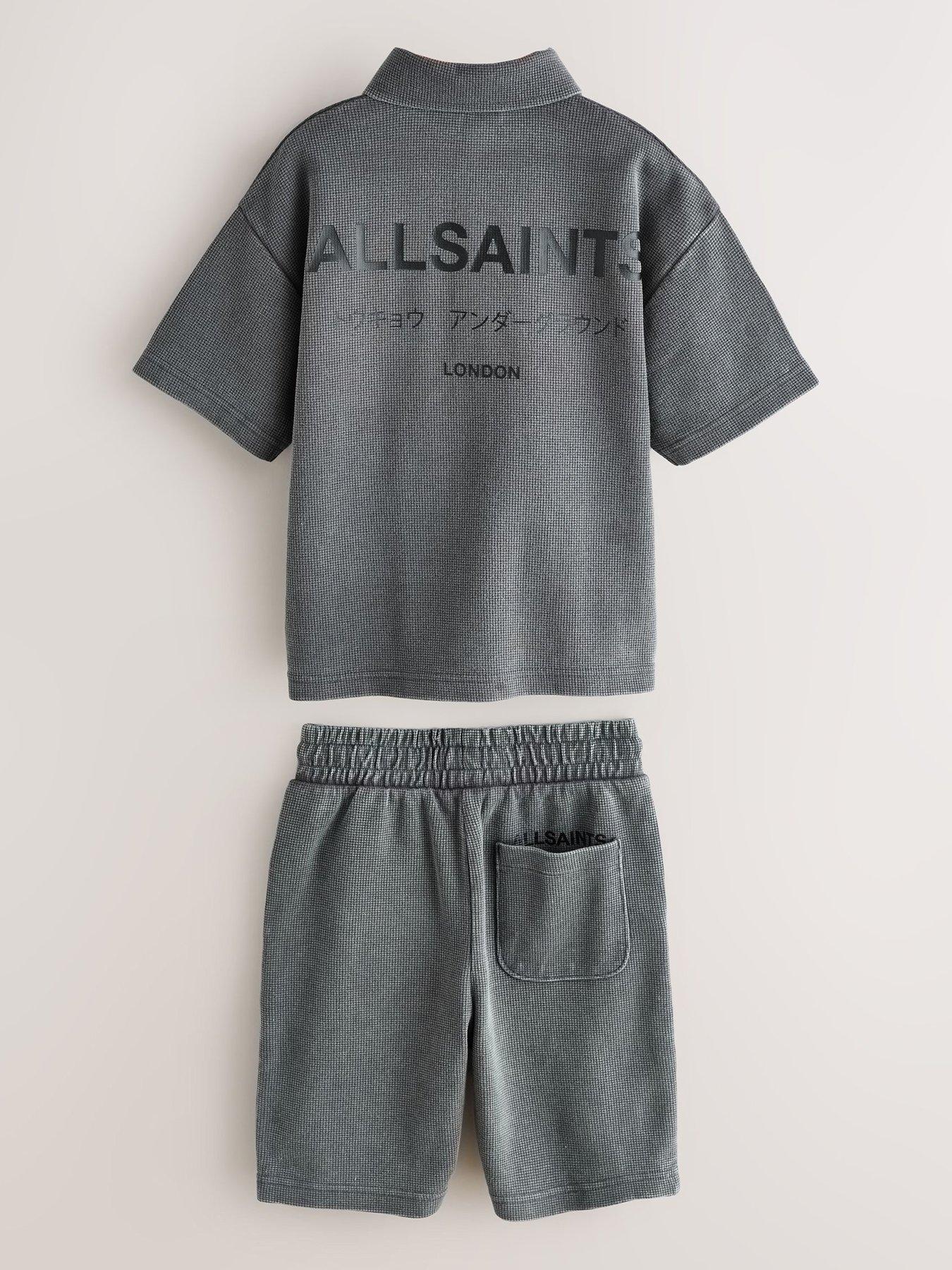 Image 3 of 7 of smALLSAINTS Older Boys Polo Waffle Textured Set - Grey