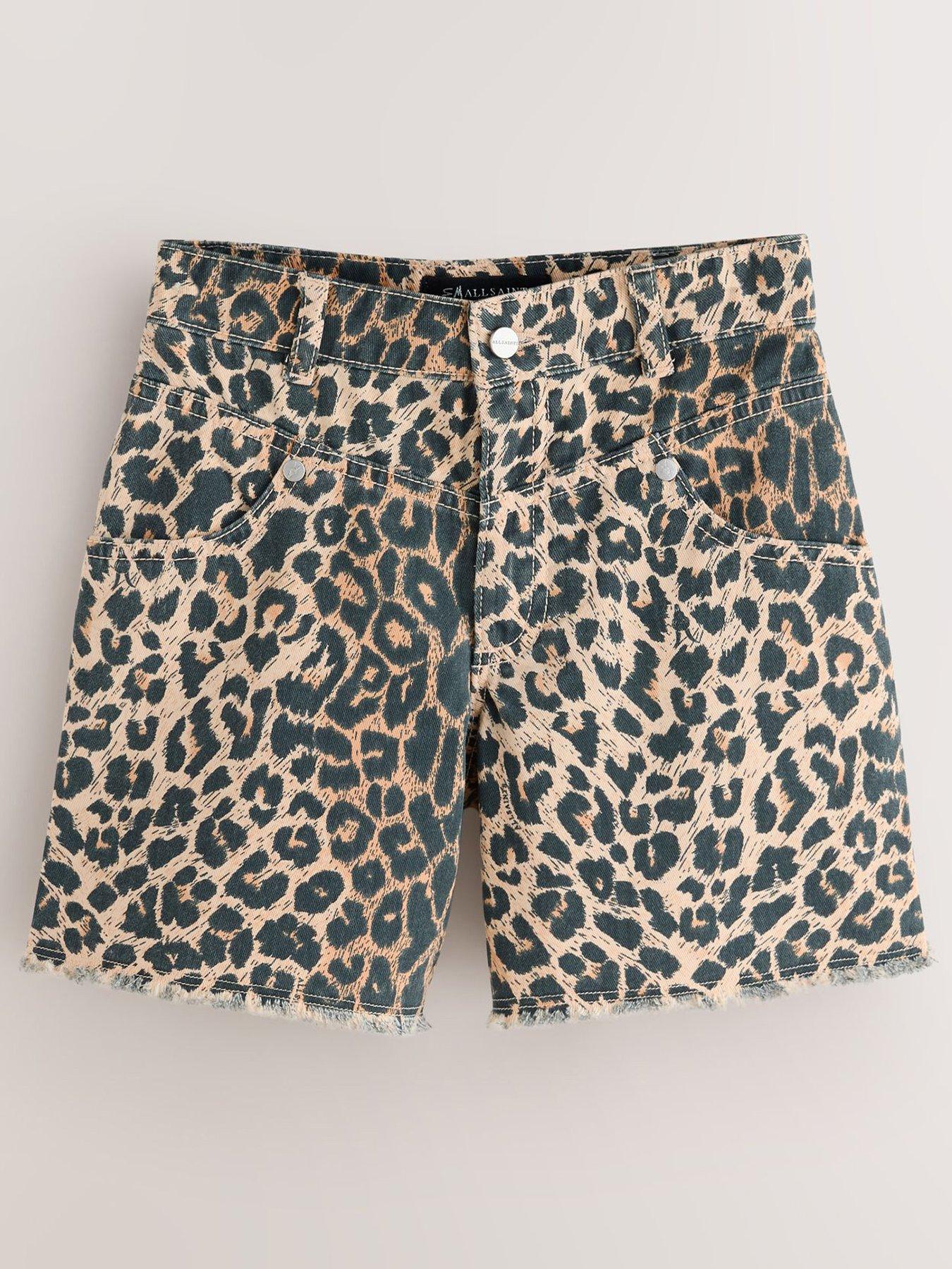 smALLSAINTS Older Girls Leopard Denim Shorts - Brown