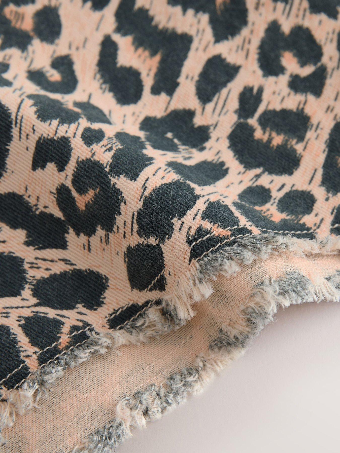 Image 7 of 7 of smALLSAINTS Older Girls Leopard Denim Shorts - Brown