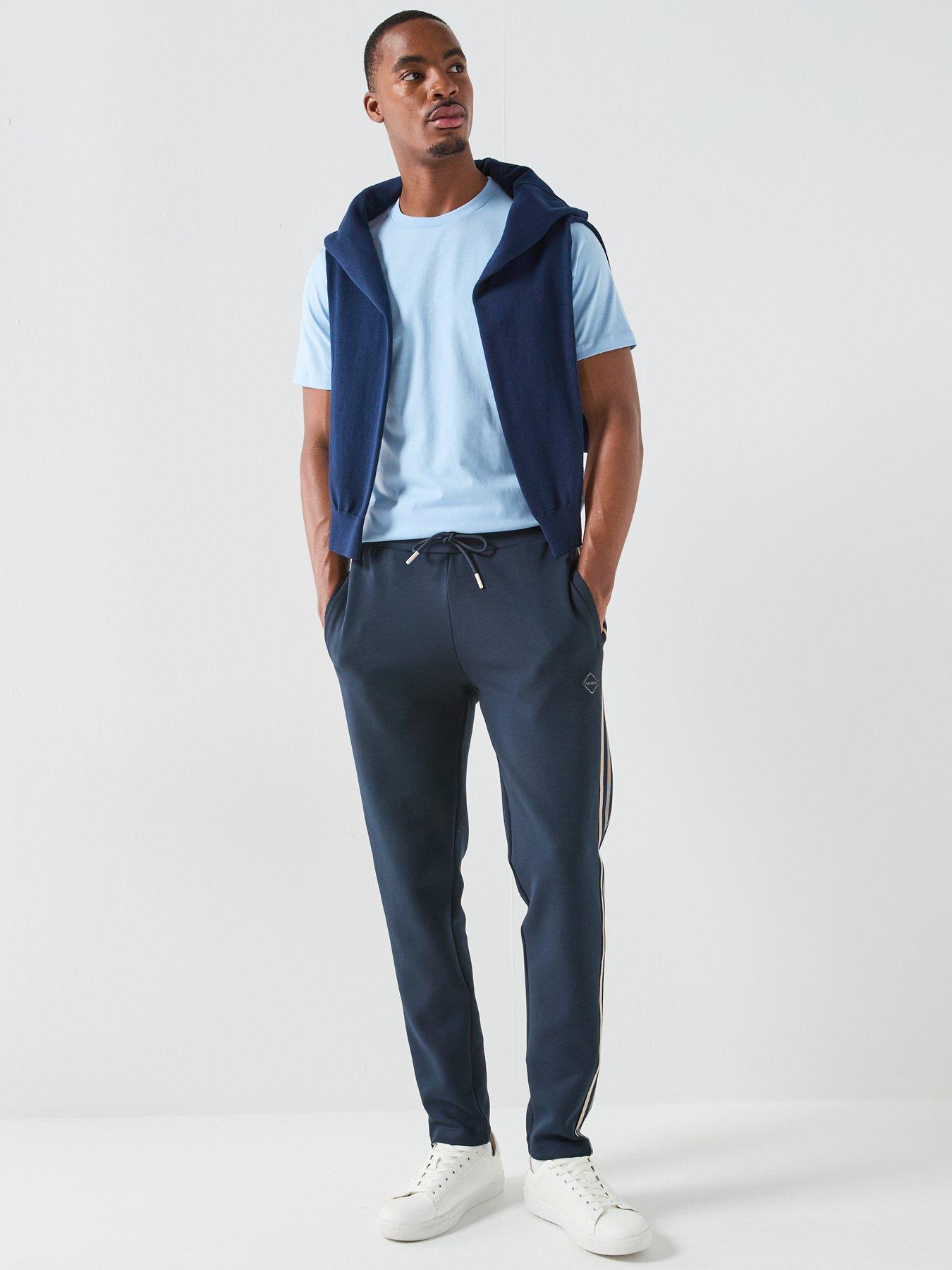 Image 4 of 4 of Hackett Hackett Sport Retro Tape Track Joggers - Navy
