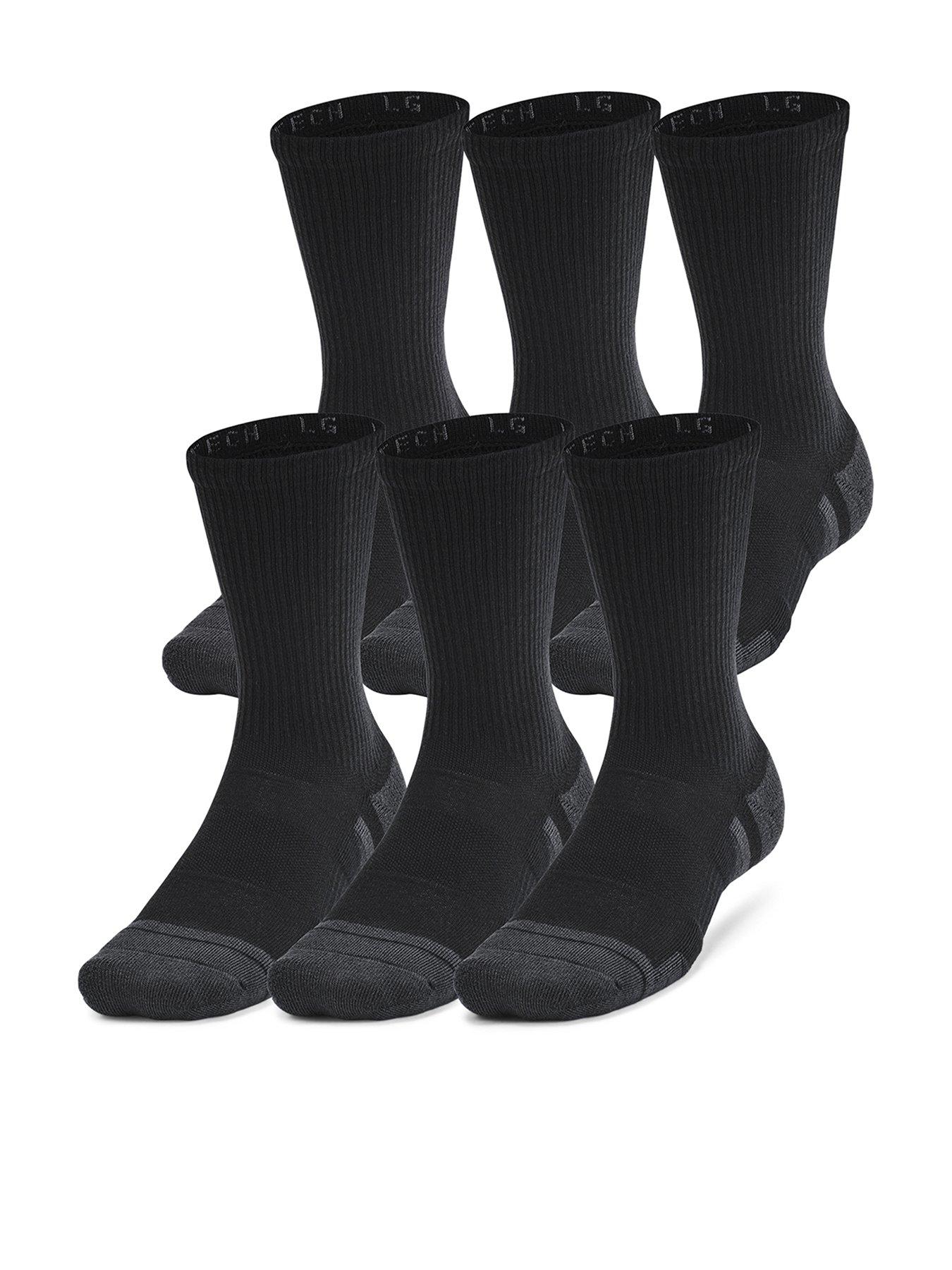 UNDER ARMOUR Mens Training Performance Tech Crew Socks 6 Pack - Black