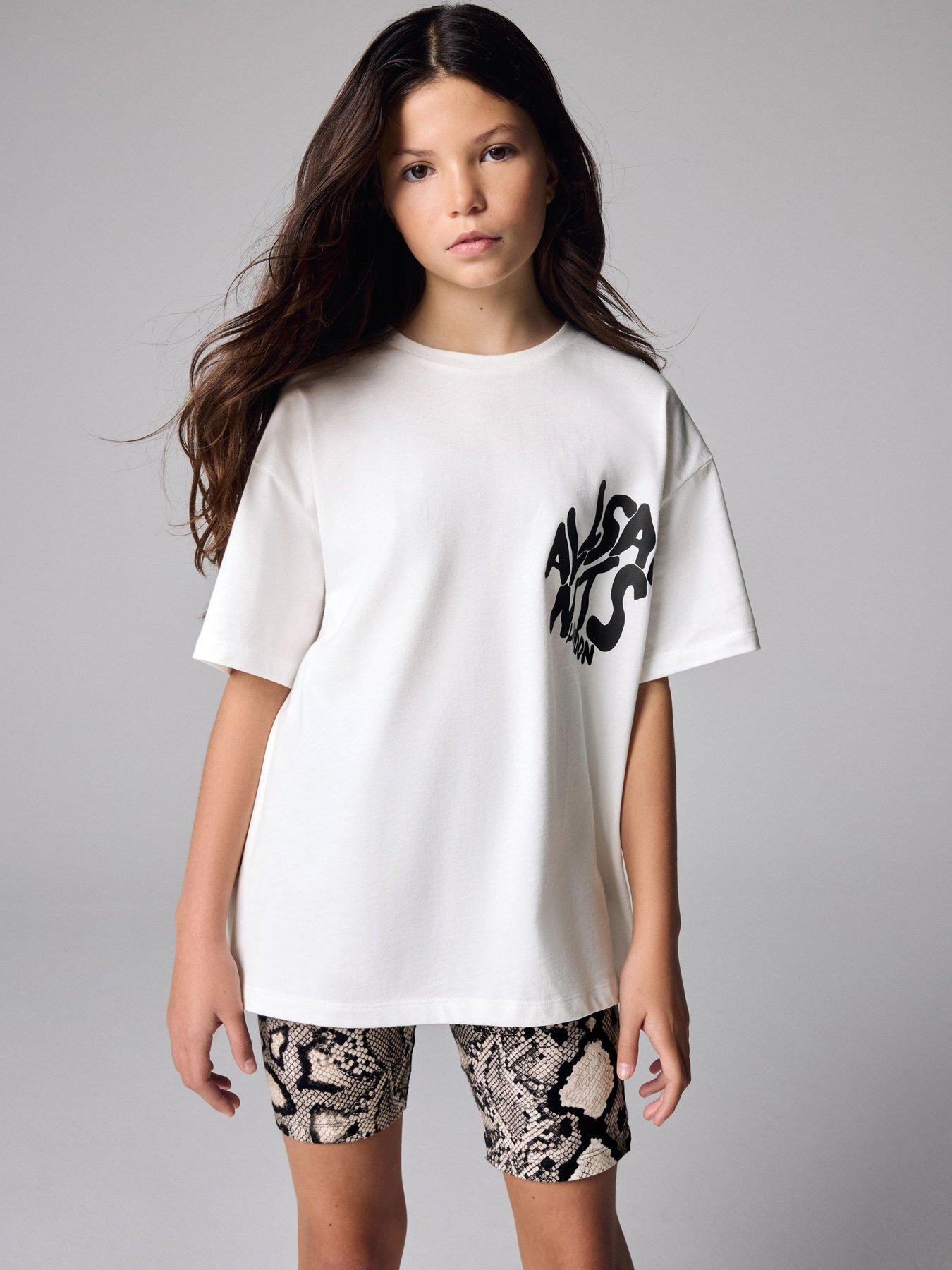 Image 3 of 7 of smALLSAINTS Older Girls Graphic Snake Cycle Set - White