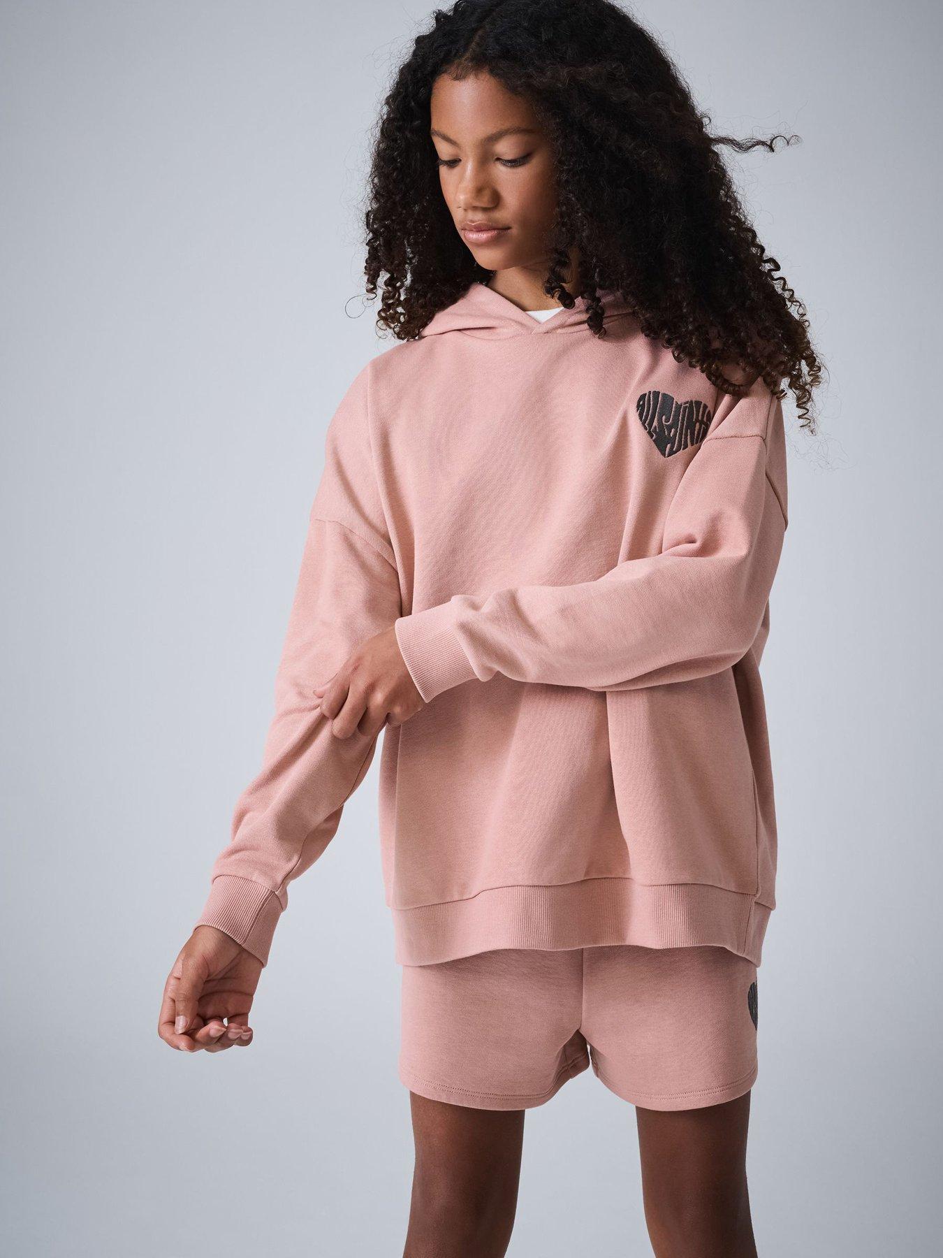smALLSAINTS Older Girls Logo Heart Back Print Sweat Set - Pink