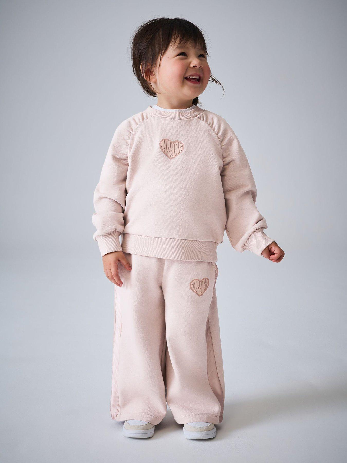 smALLSAINTS Girls Heart Sweater Set - Pink