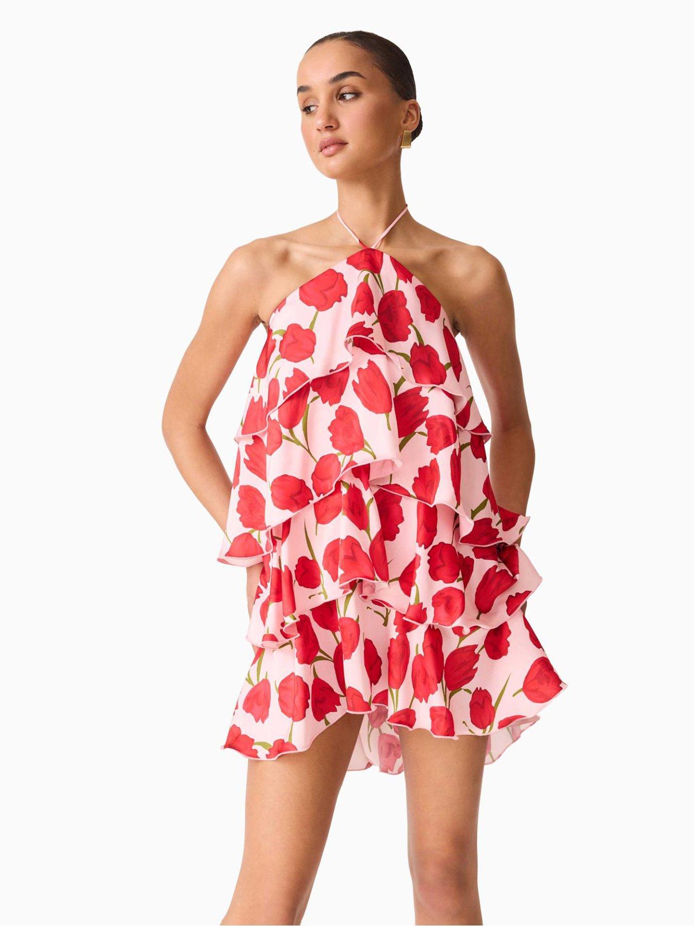 Image 4 of 7 of Elliatt Melia Halter Neck Mini Dress - Pink