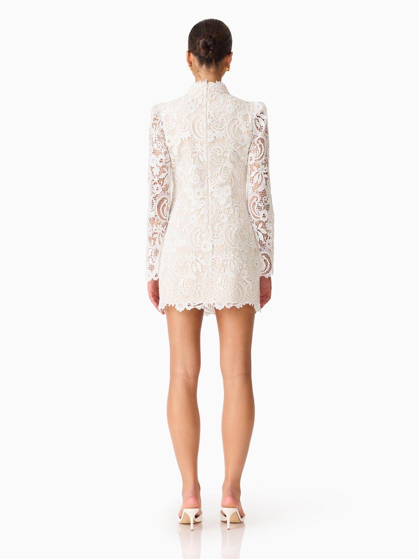 Image 2 of 7 of Elliatt Cora Lace Mini Dress - White