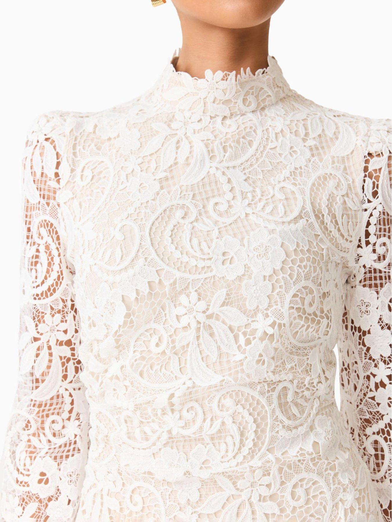 Image 6 of 7 of Elliatt Cora Lace Mini Dress - White