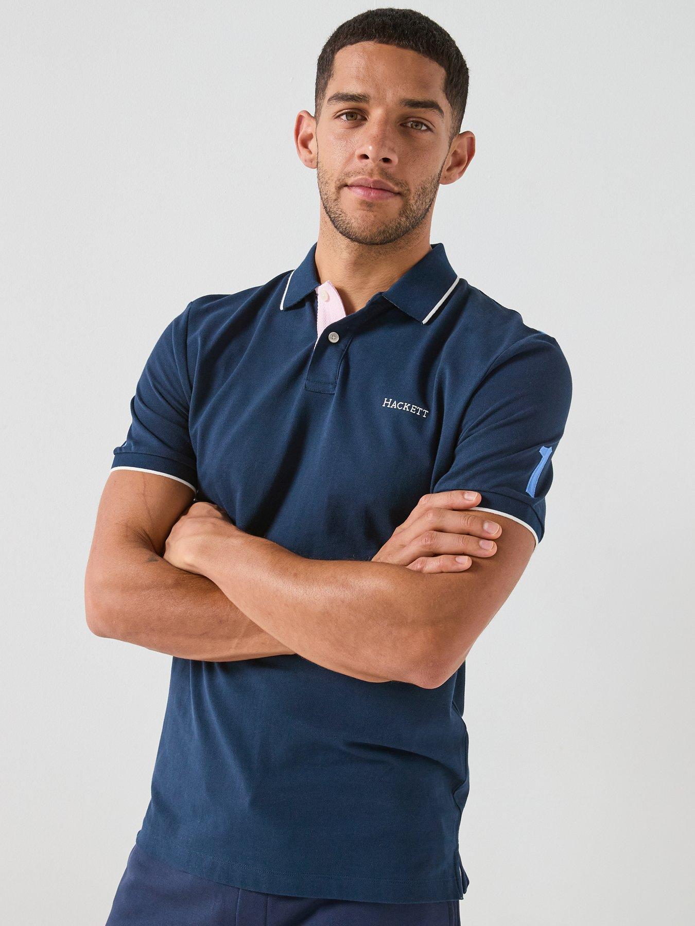 Image 1 of 4 of Hackett Heritage Heritage Number Back Sash Polo Shirt - Navy