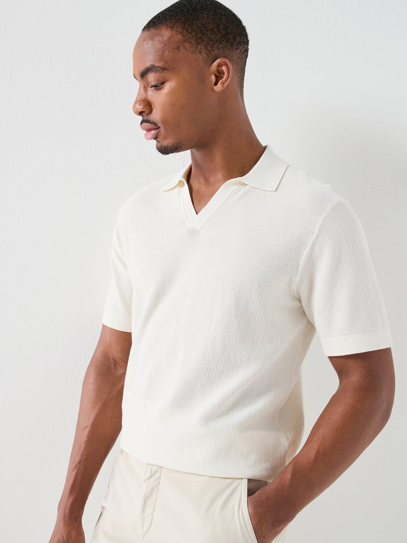 Hackett London Riviera Open Collar Knitted Polo Shirt - Off White