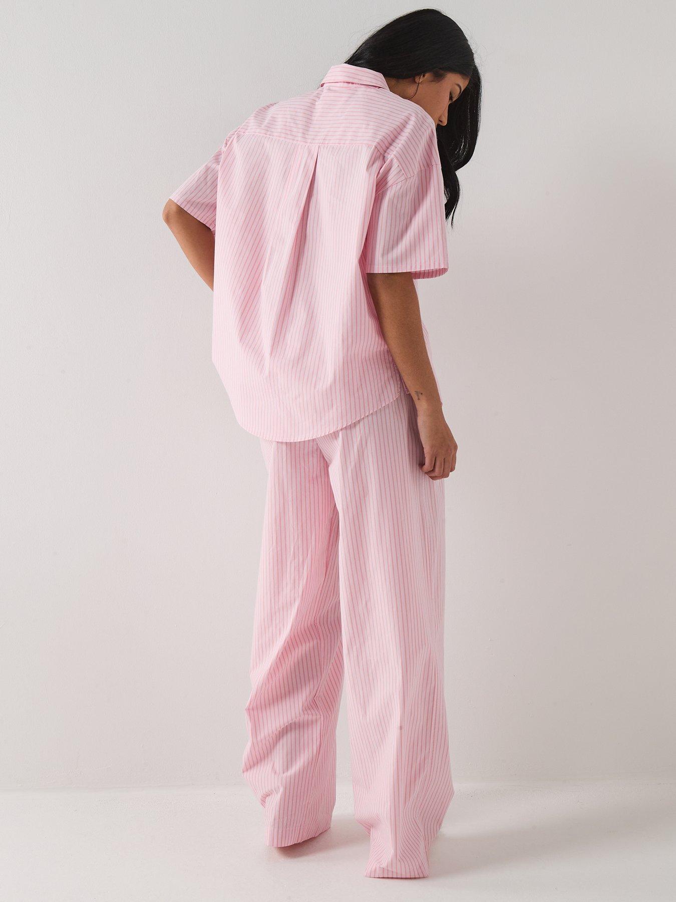 calvin-klein-short-sleeve-shirt-pants-set-pinkstillFront