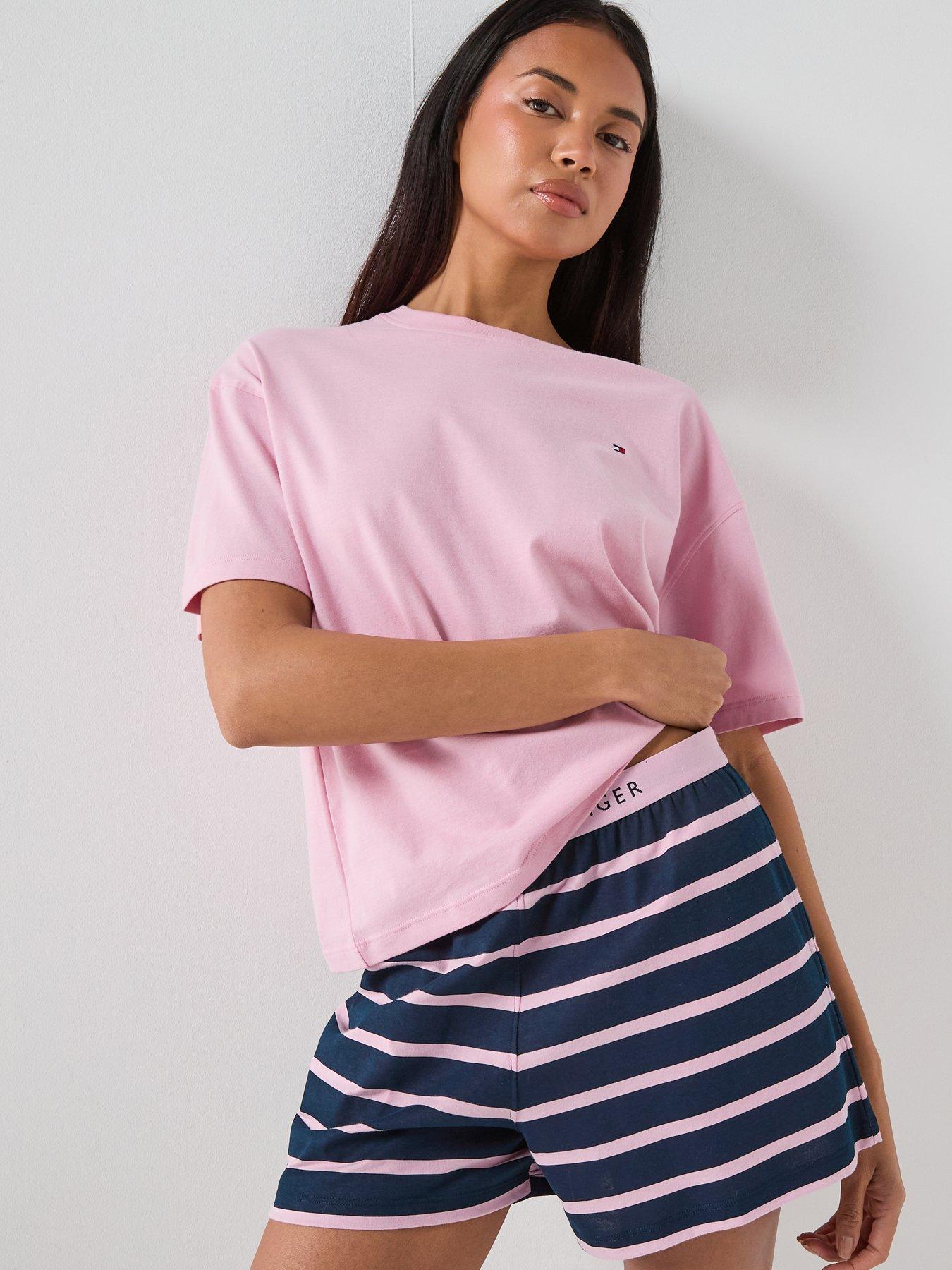 Image 1 of 6 of Tommy Hilfiger Short Sleeve Pyjama Short Set - Pink