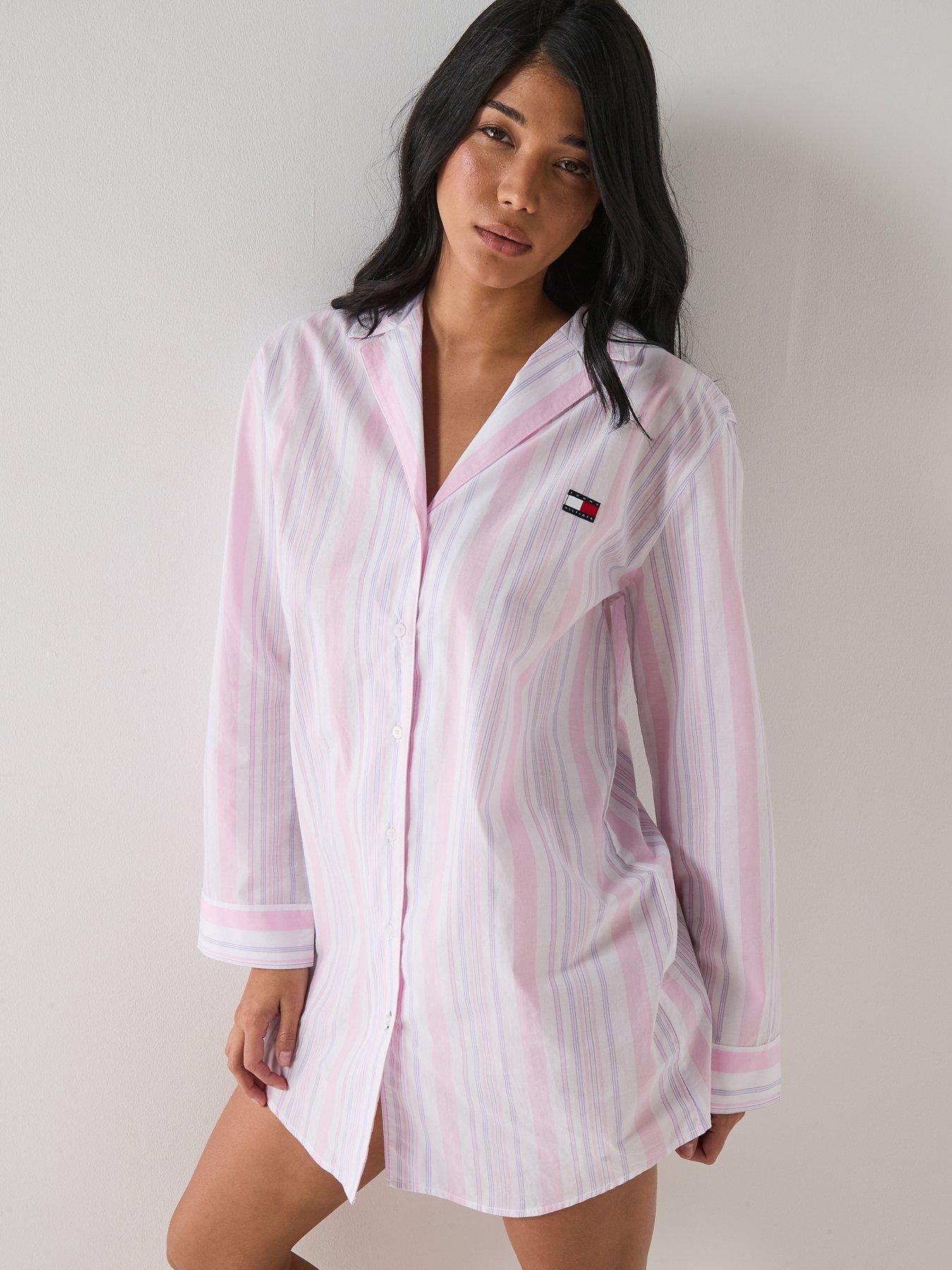 Tommy Hilfiger Long Sleeve Poplin Nightdress - Pink