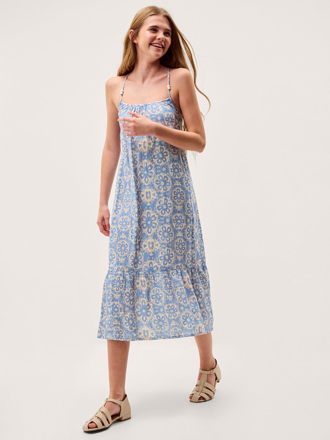 Monsoon Girls Storm Ikat Swing Dress - Navy