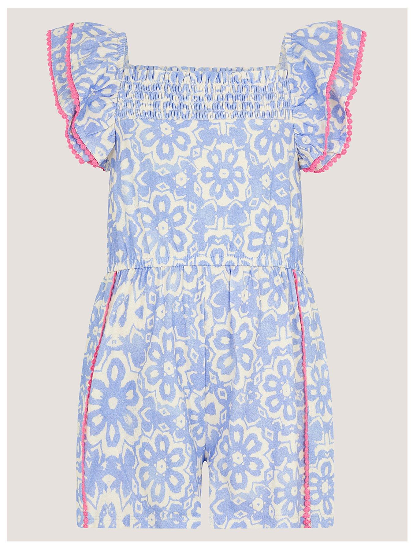 Image 1 of 3 of Monsoon Girls Batik Playsuit - Navy