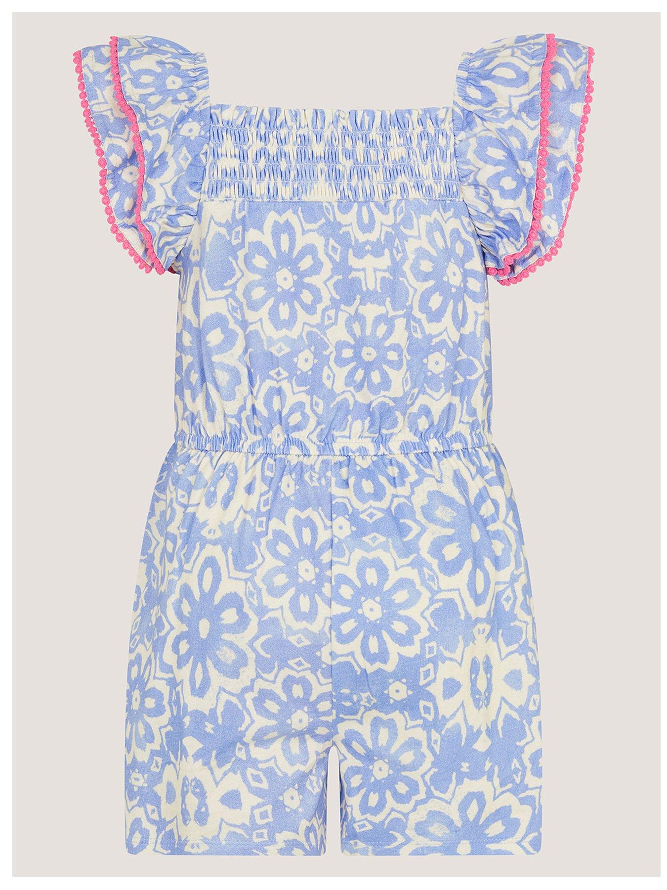 Image 2 of 3 of Monsoon Girls Batik Playsuit - Navy
