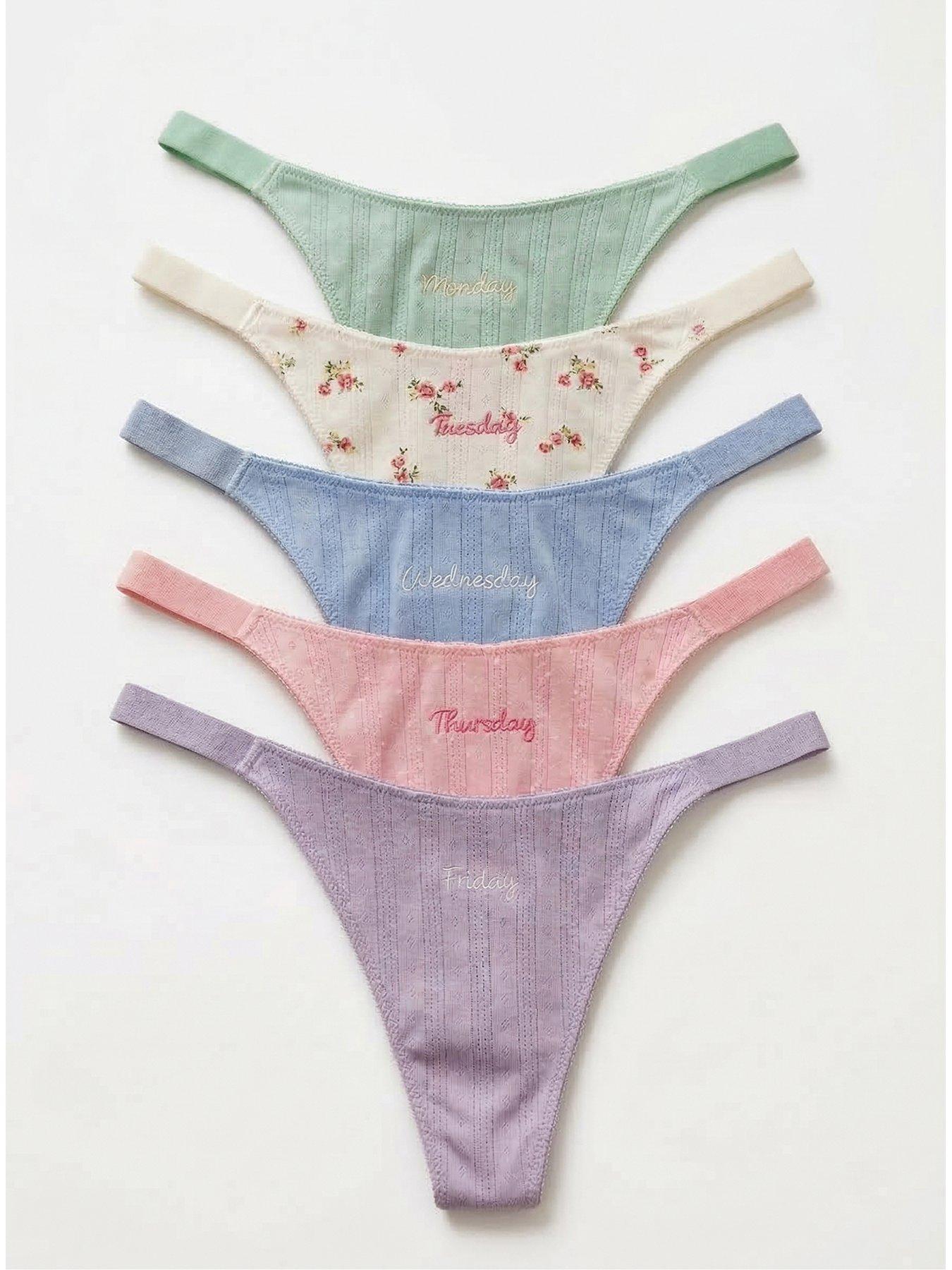 Image 1 of 6 of Boux Avenue Pack Of 5 Gigi Weekday Thongs - Multi