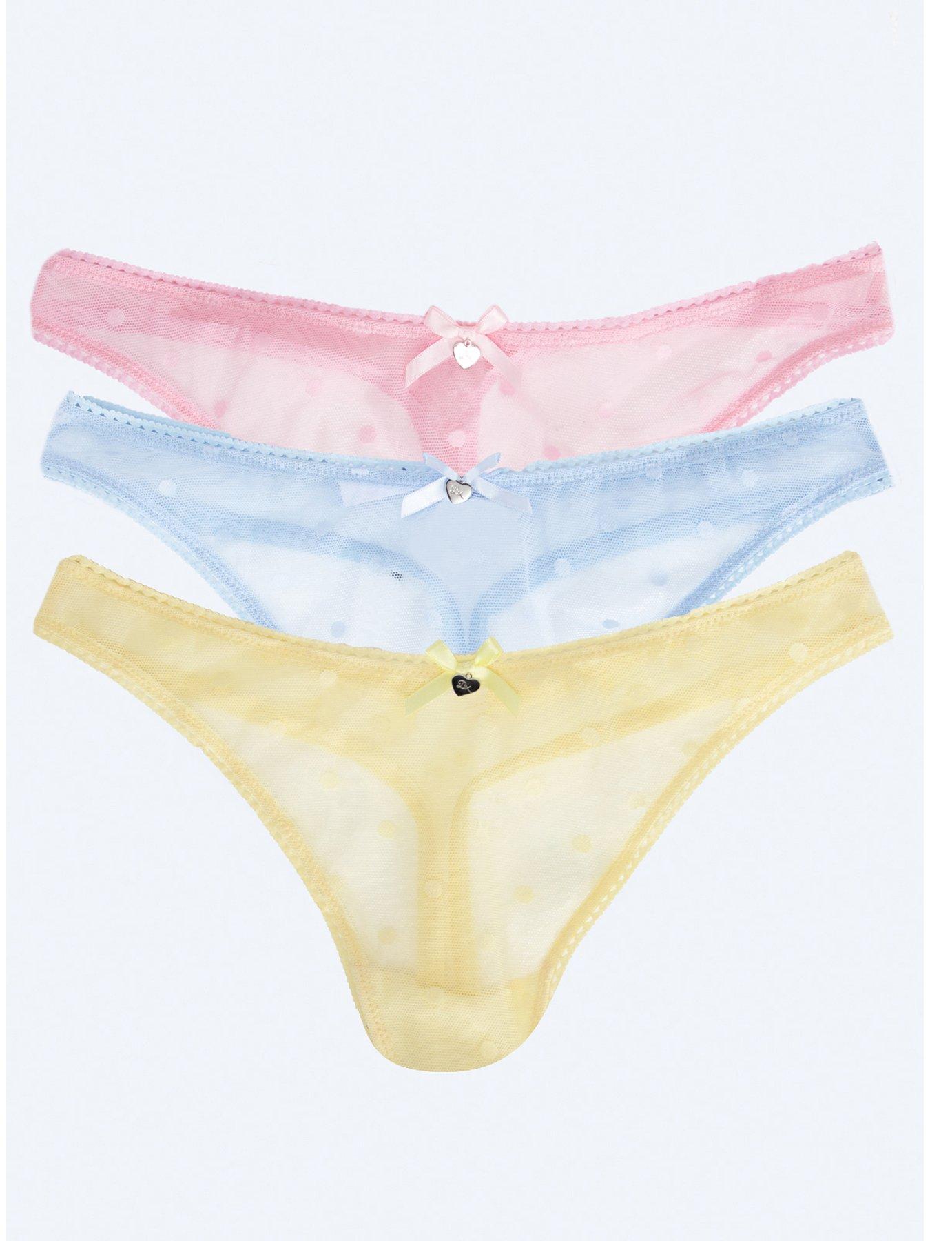 Boux Avenue Boux Avenue Tilly Cotton High Leg Thongs - Powder Blue/powder Pink/butter Yellow