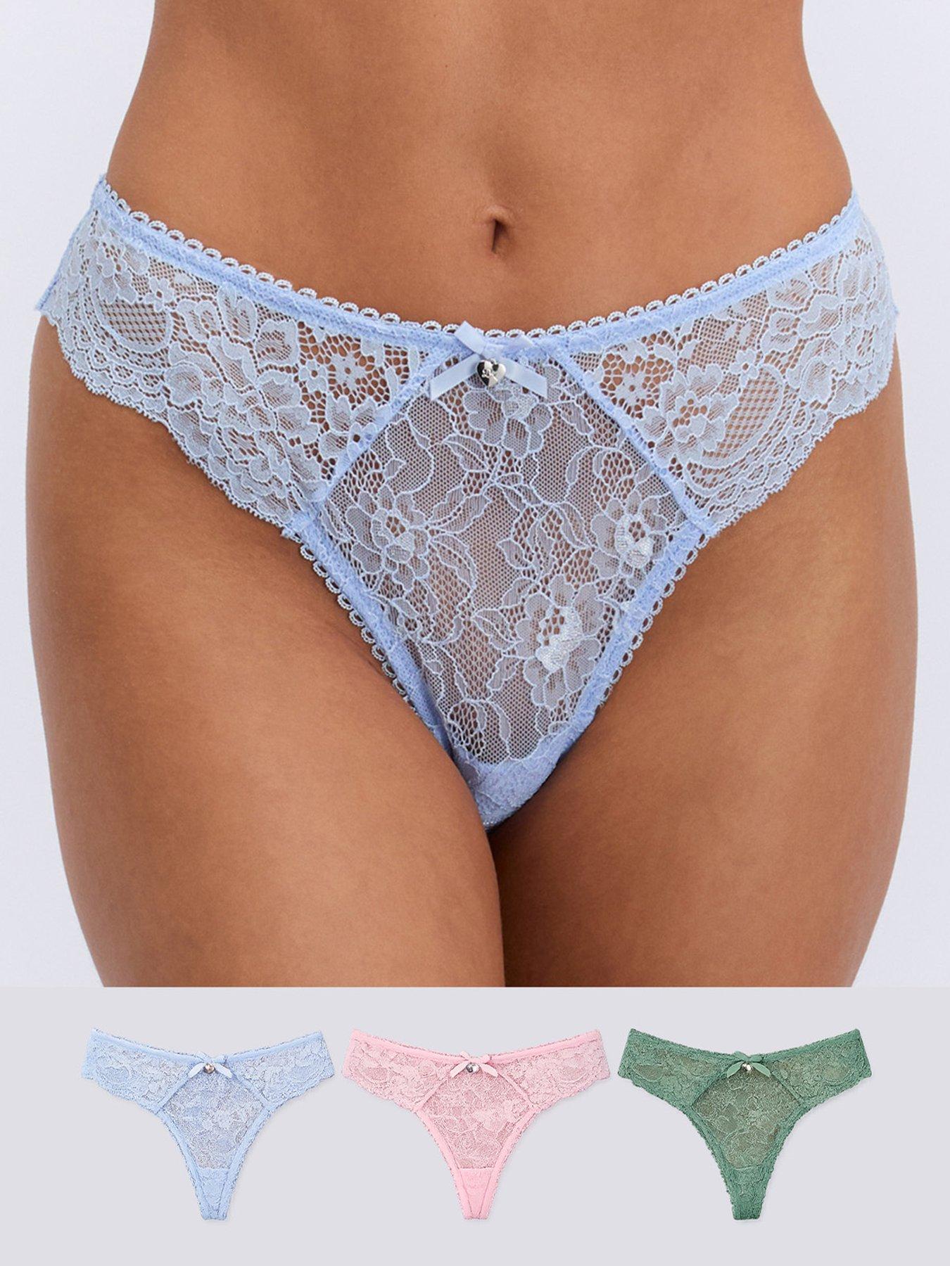 Boux Avenue Boux Avenue Maia Lace Thong - Clover Green/pink/blue