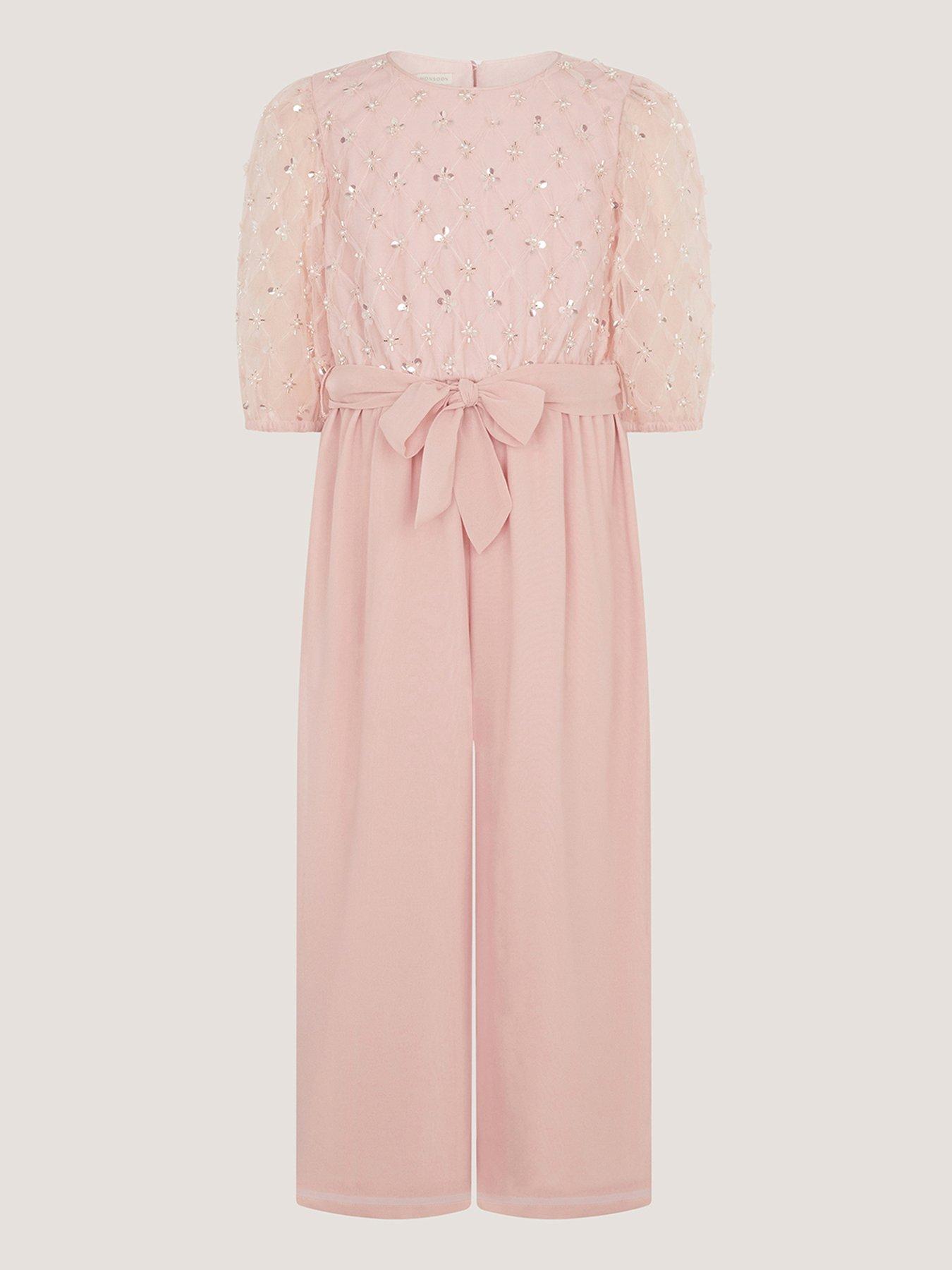 Monsoon Girls Gracie Embroidered Jumpsuit - Pink