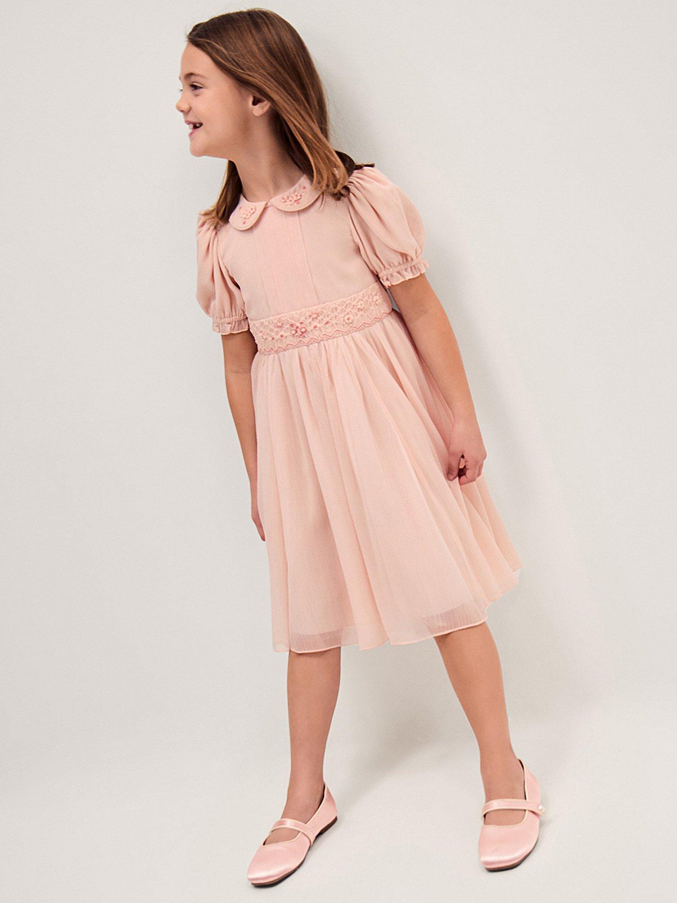 Monsoon Girls Romee Peter Pan Collar Dress - Light Pink