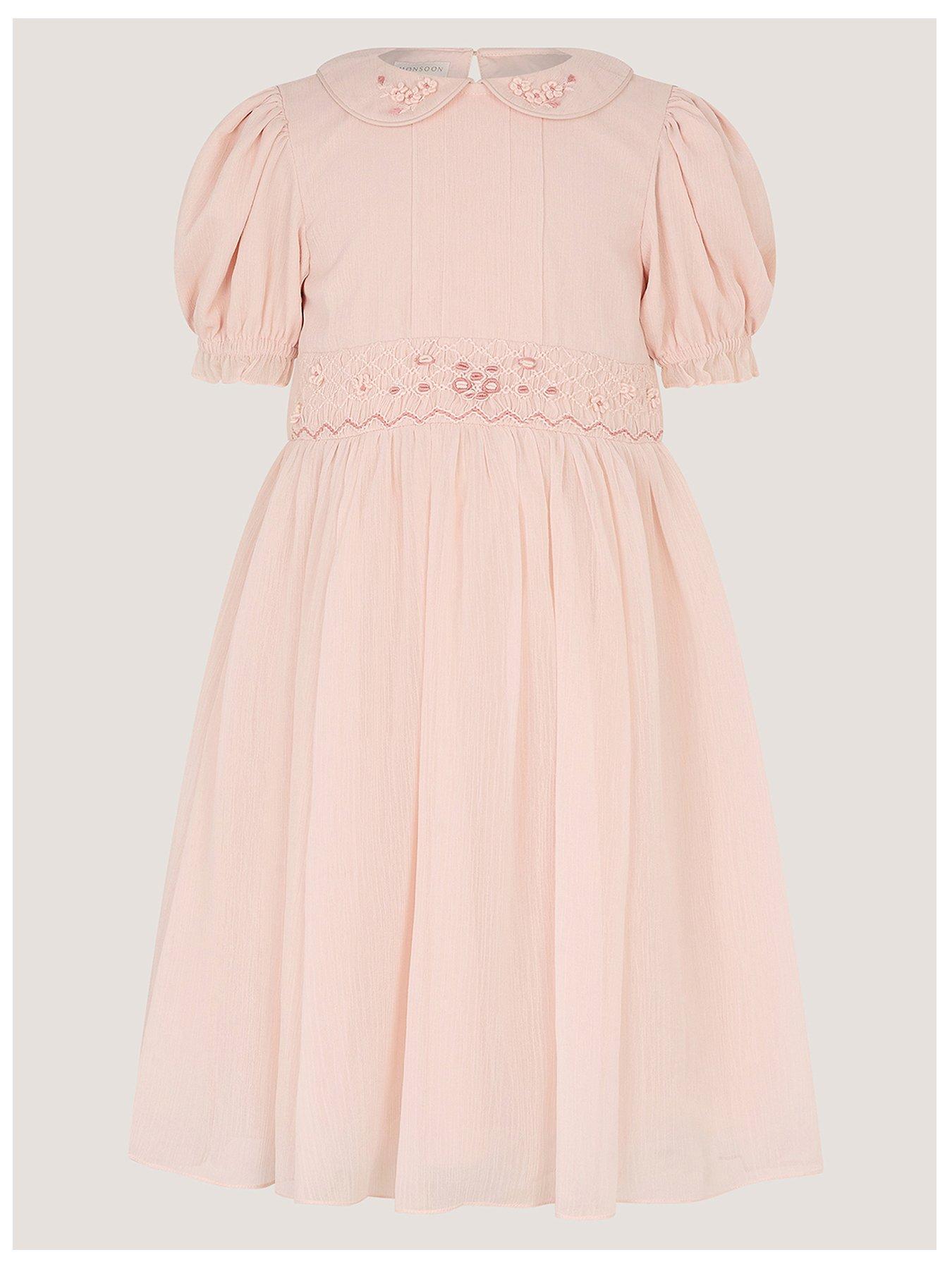 Monsoon Girls Romee Peter Pan Collar Dress - Light Pink