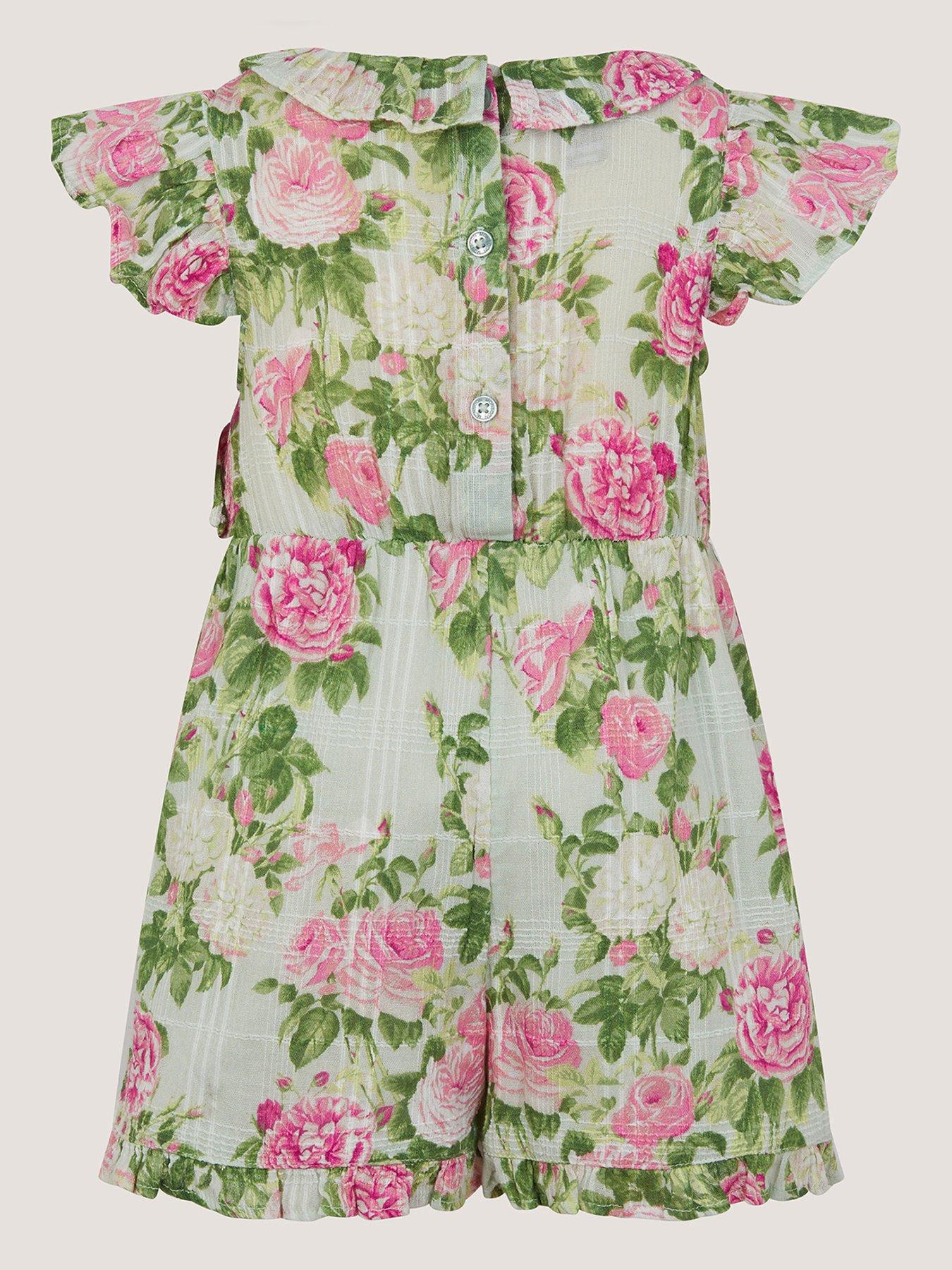 Image 2 of 3 of Monsoon Baby Girls Vintage Romper - Green
