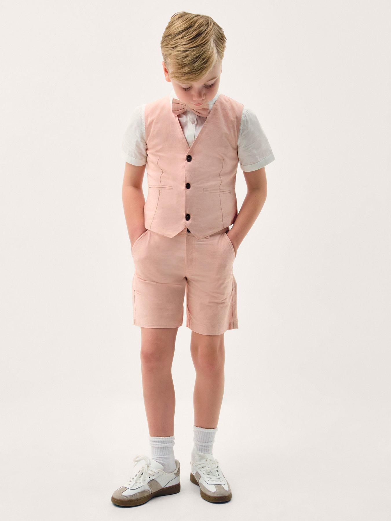 Image 1 of 5 of Monsoon Boys Leo 4 Piece Smart Short Set - Pink