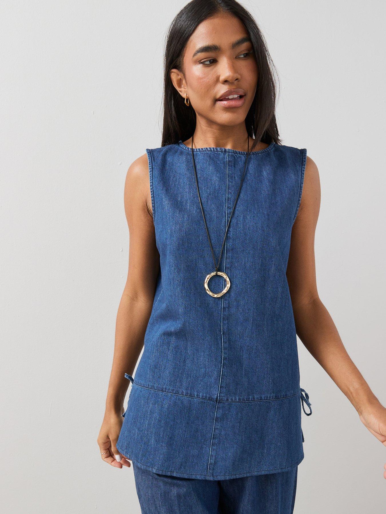 The Very Collection Denim Tencel Blend Tunic Co-Ord Top - Dark Wash