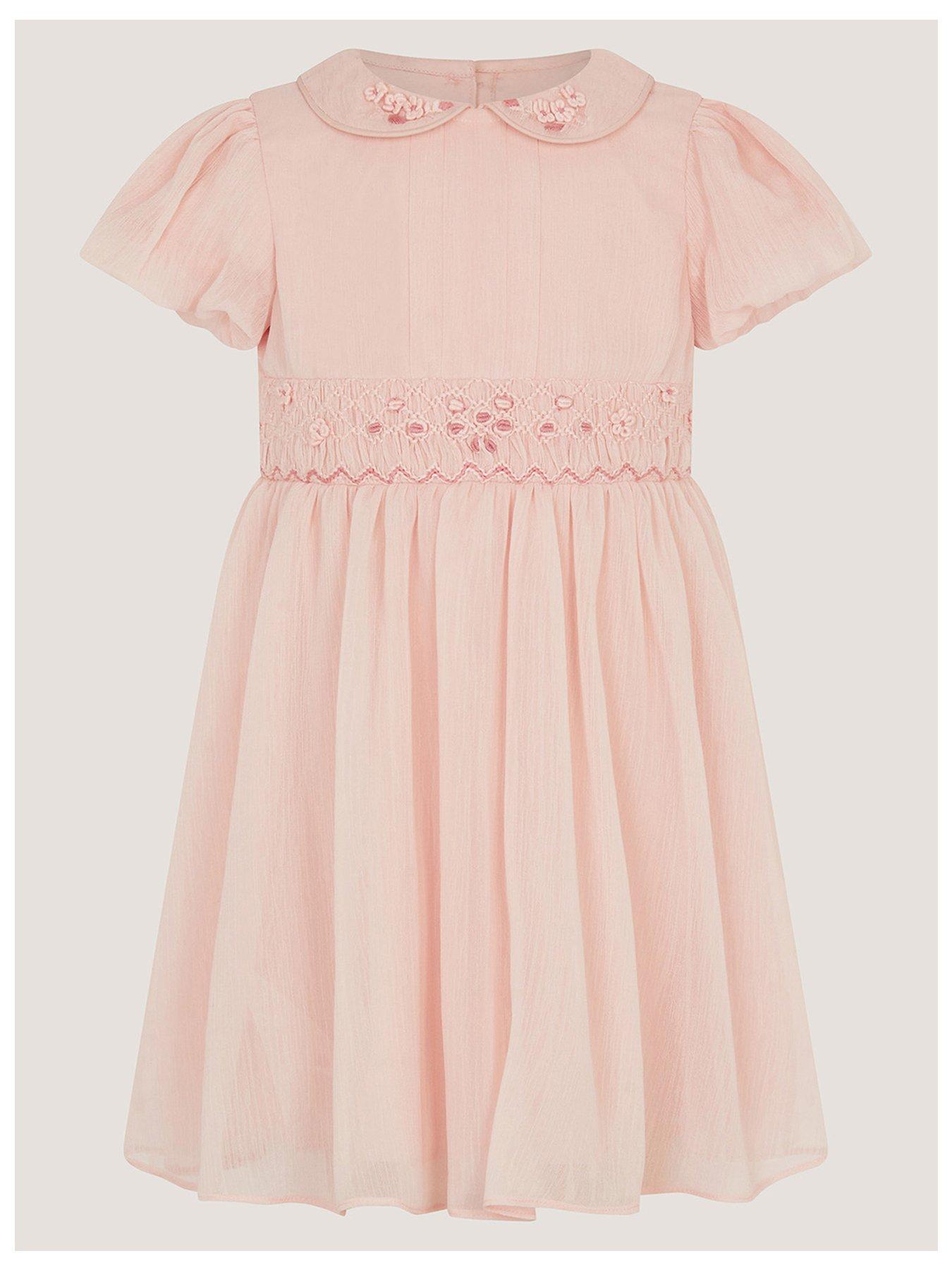 Monsoon Baby Girls Romee Peter Pan Collar Dress - Light Pink