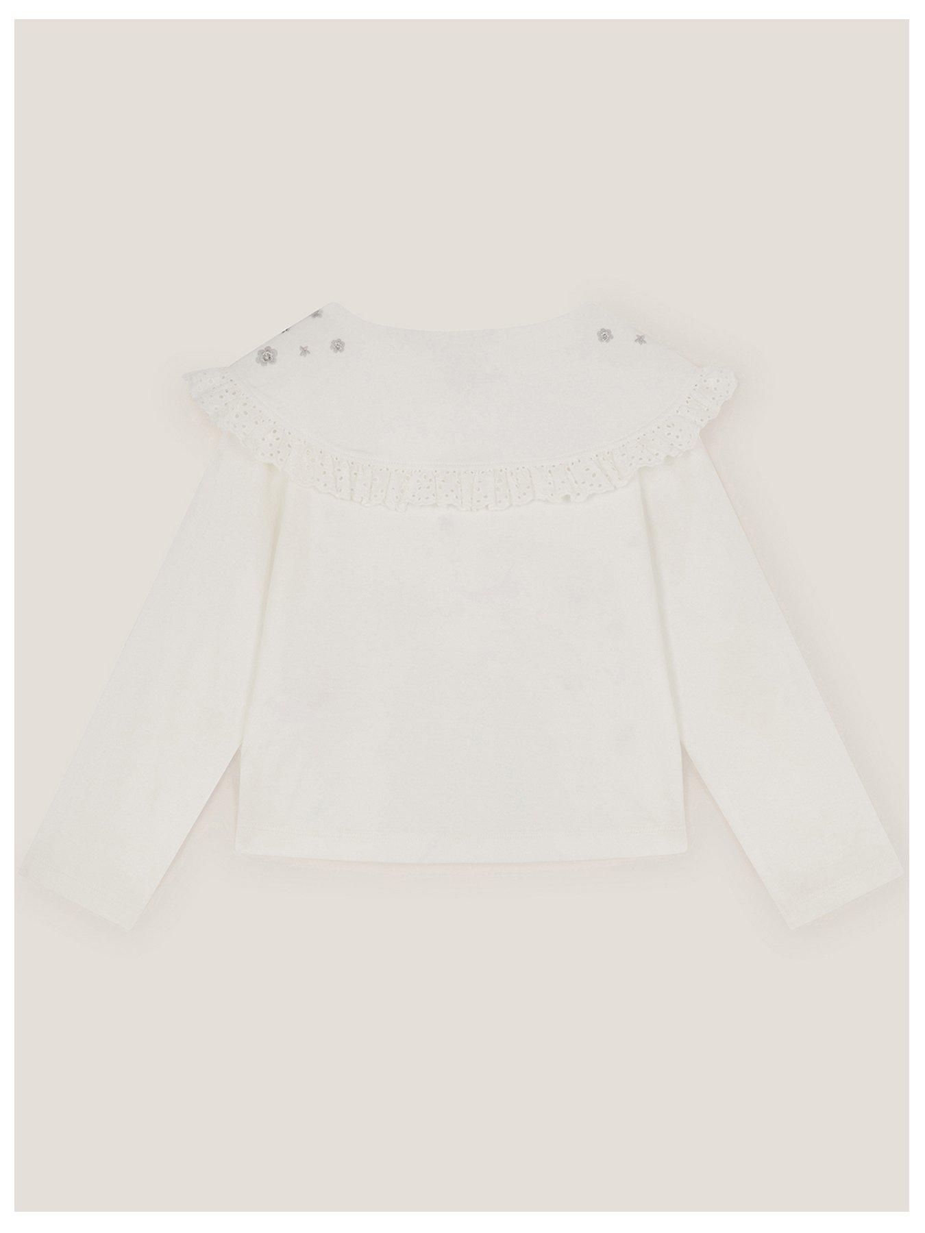 Image 2 of 3 of Monsoon Girls Long Sleeve Knot Tshirt - Cream