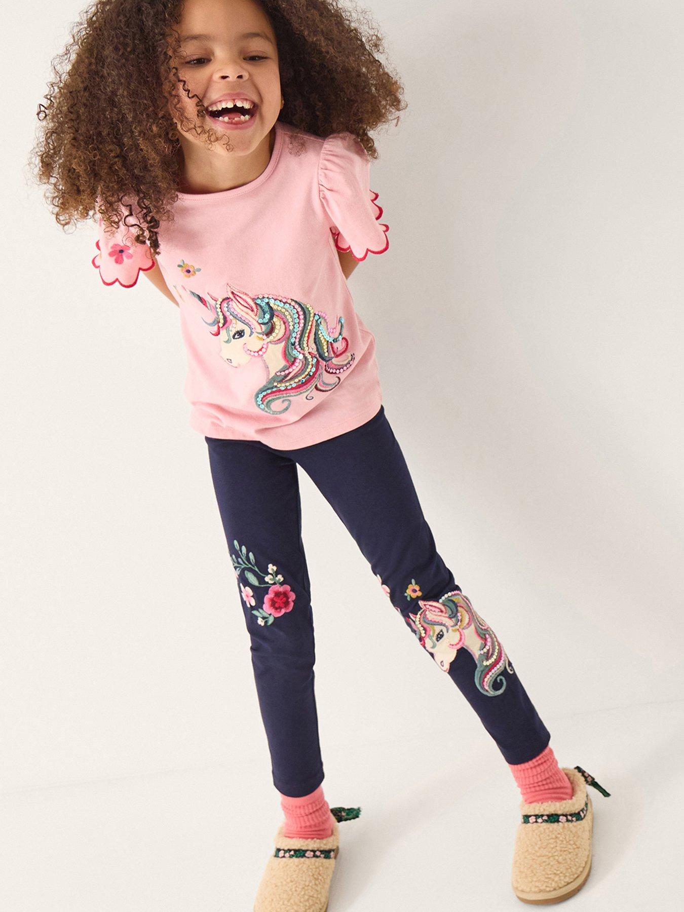 Image 1 of 4 of Monsoon Girls Craft Unicorn Leggings - Navy